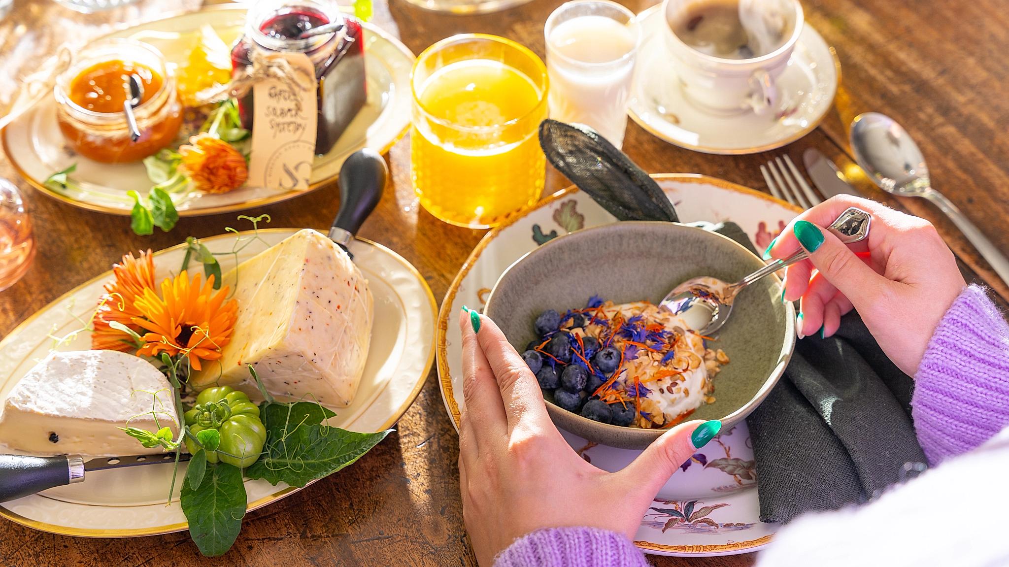 Breakfast at Sigstad farm in Norway.