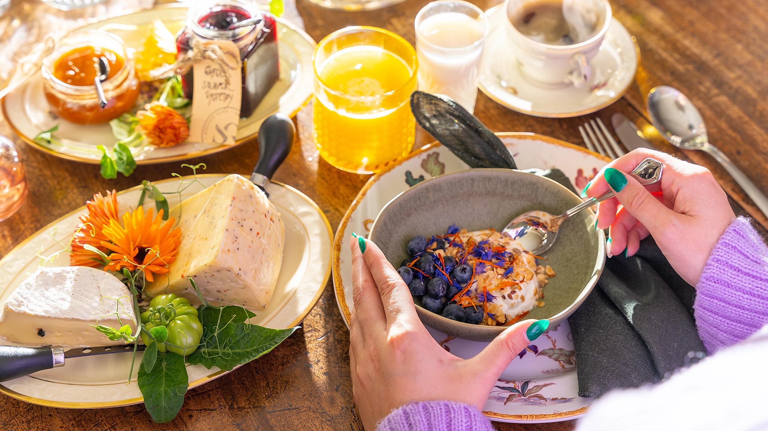Breakfast at Sigstad farm in Norway.
