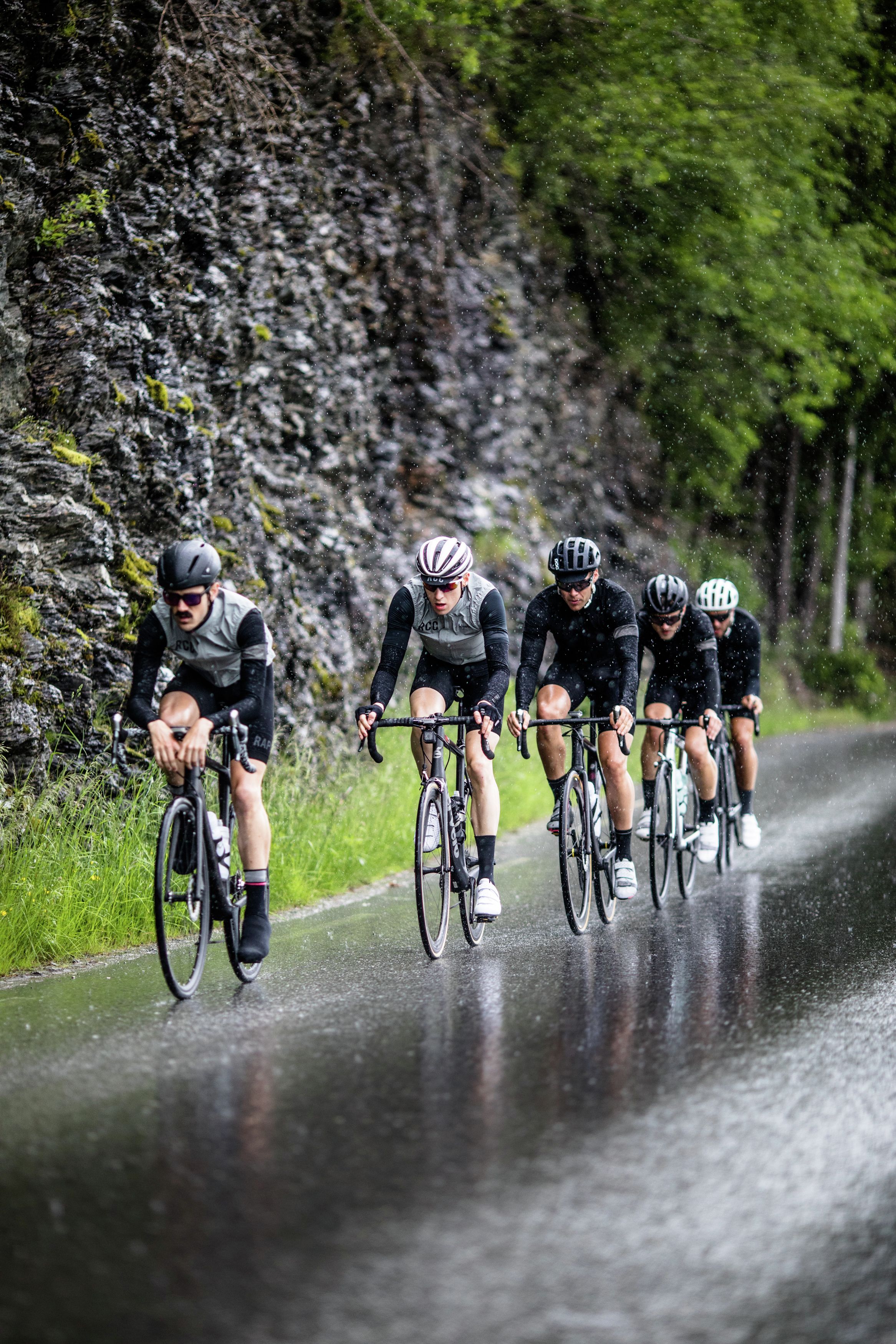 A group of road cyclists in Fjord Norway