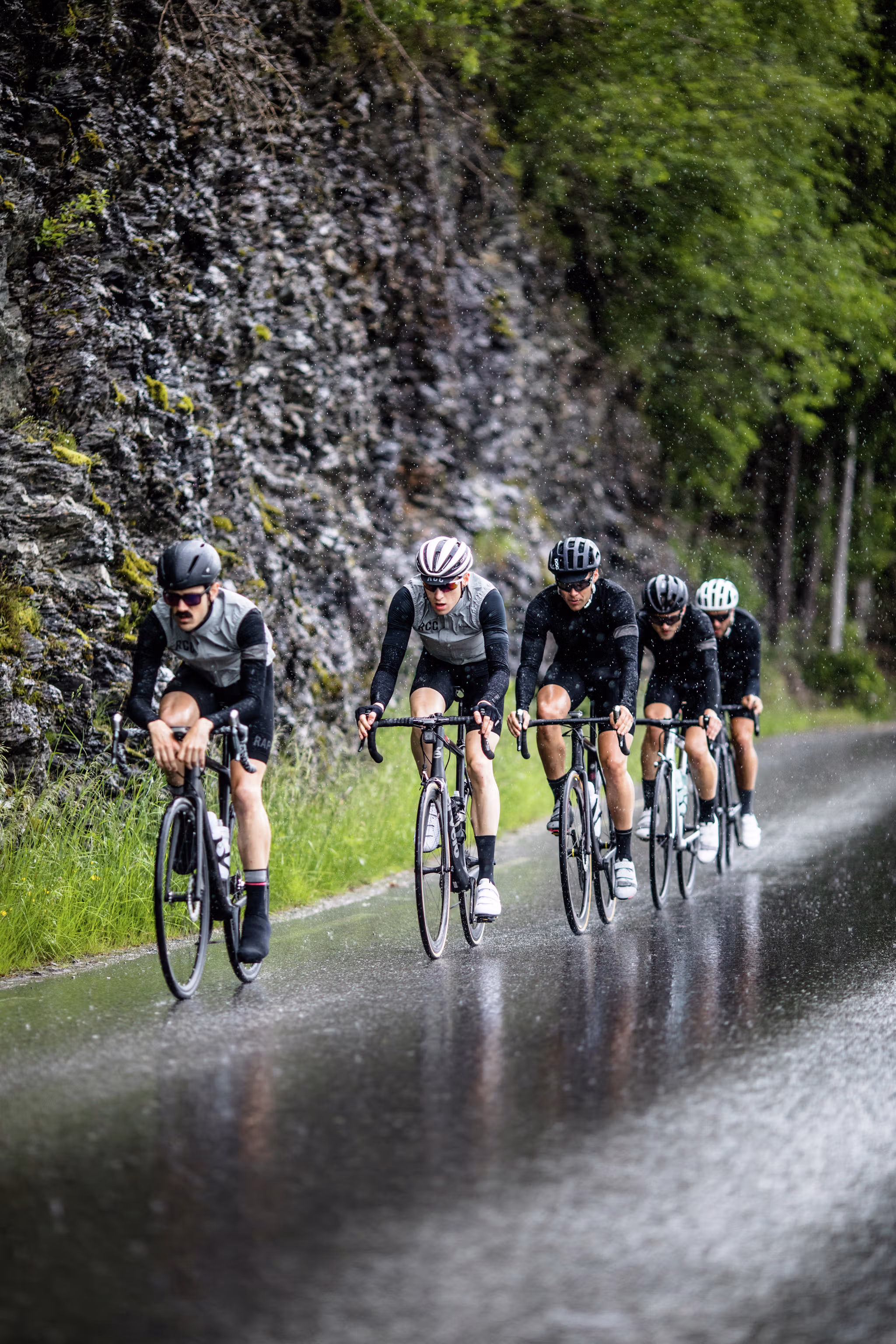 A group of road cyclists in Fjord Norway