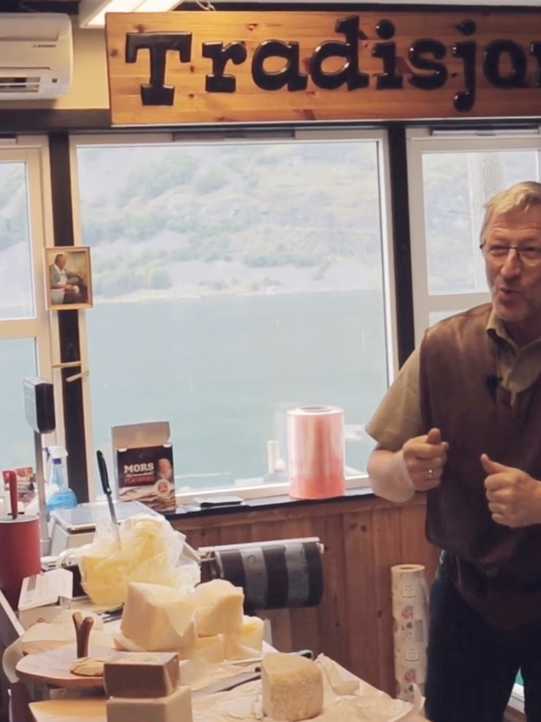 Leif Inge Underdal singing in his shop in the Undredal valley, Norway