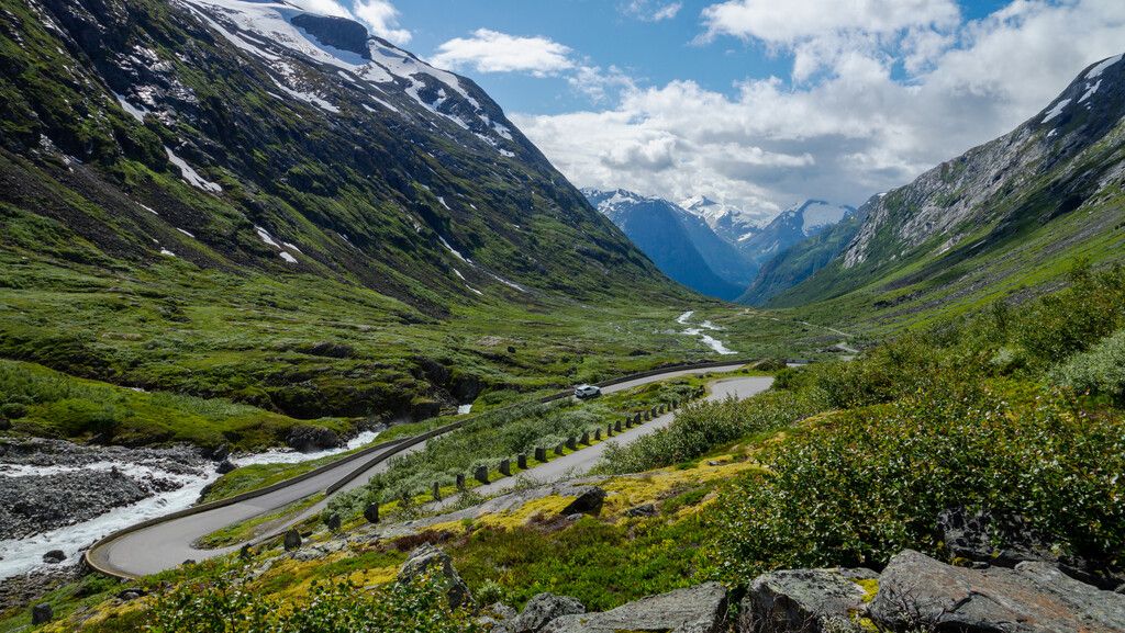 A road in a mountain valley.
