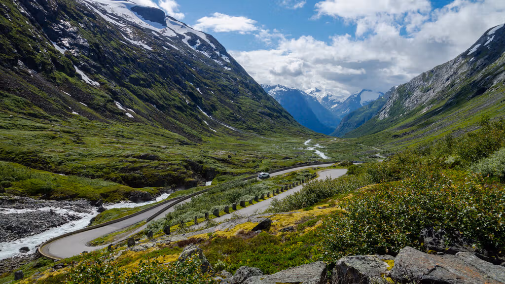 A road in a mountain valley.