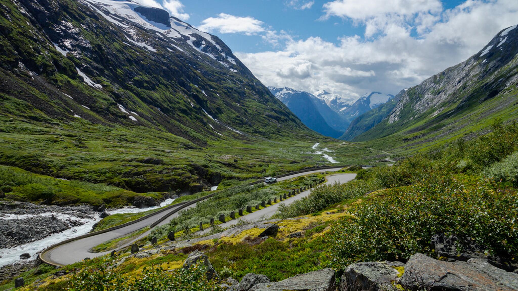 A road in a mountain valley.