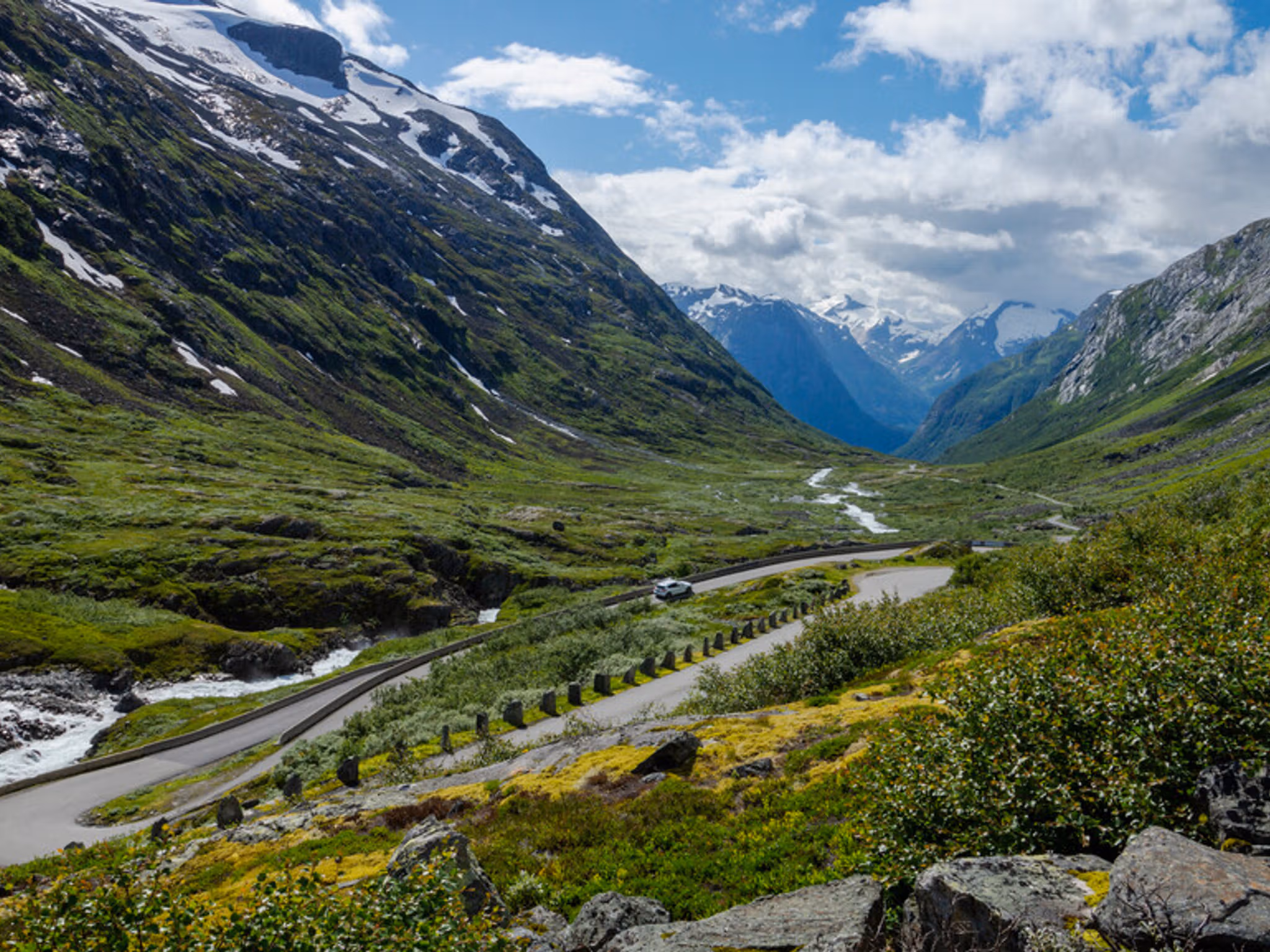 A road in a mountain valley.