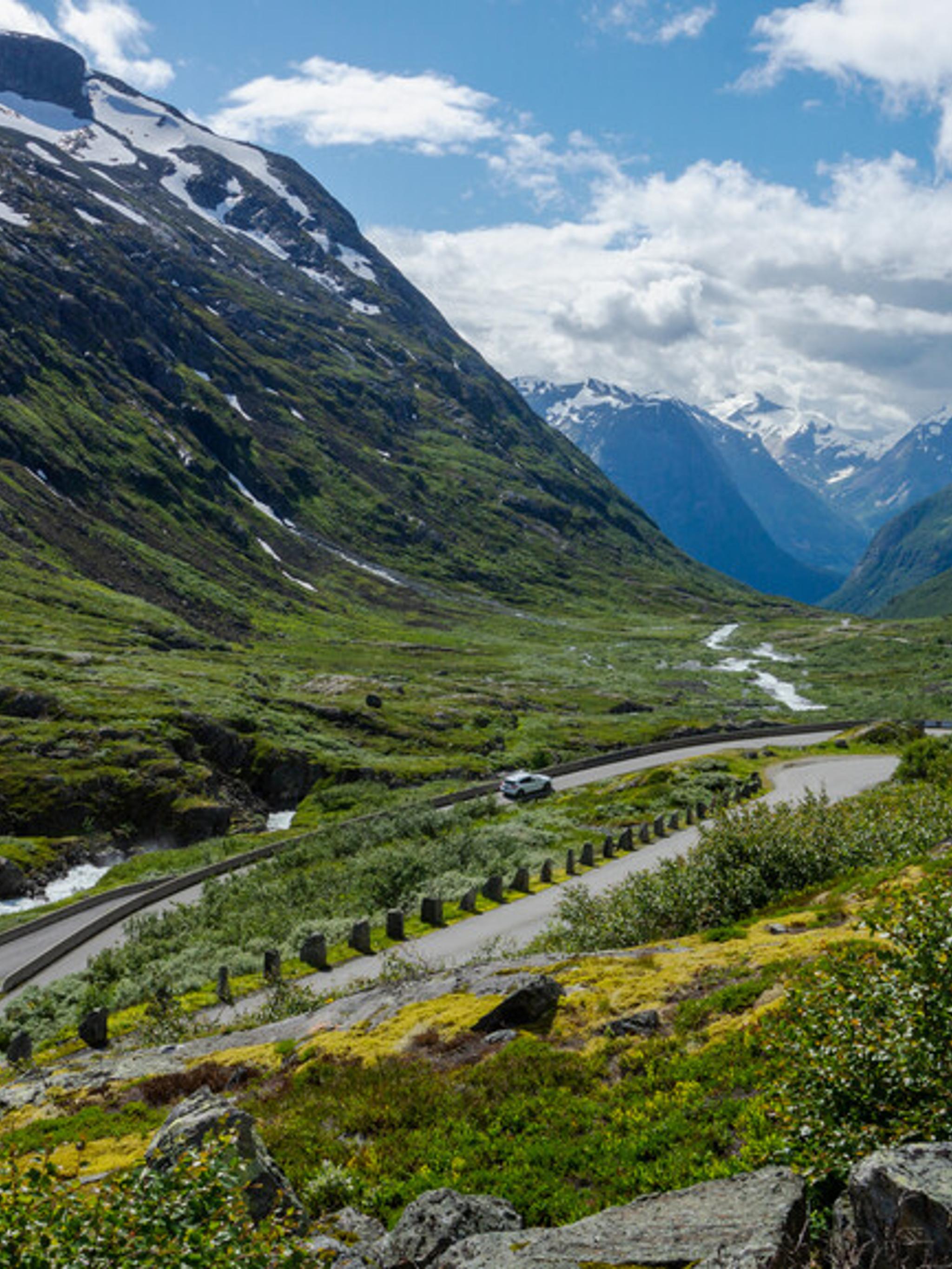 A road in a mountain valley.