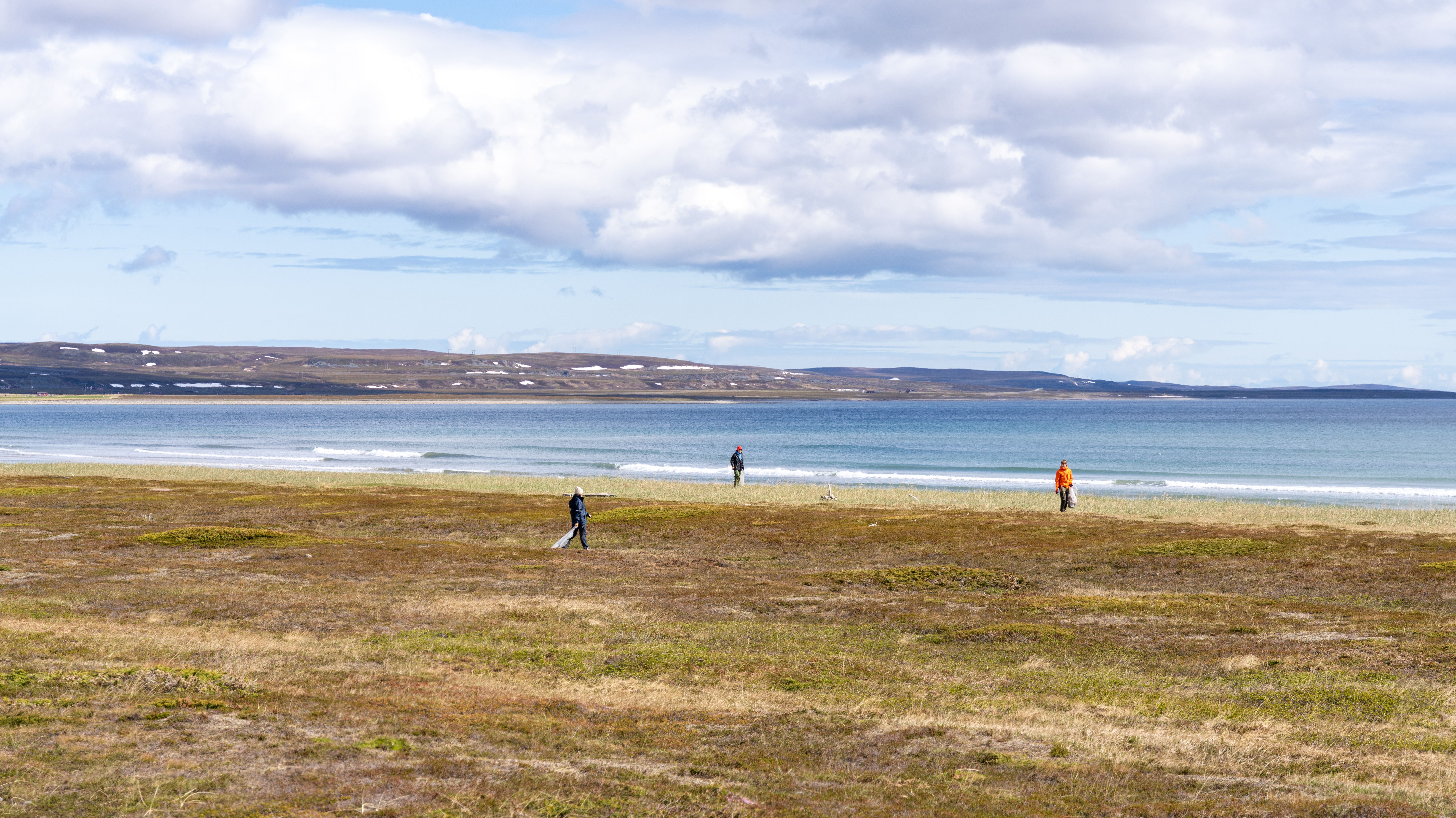 Volunteers picking garbage at a beach near Vardø in Northern Norway