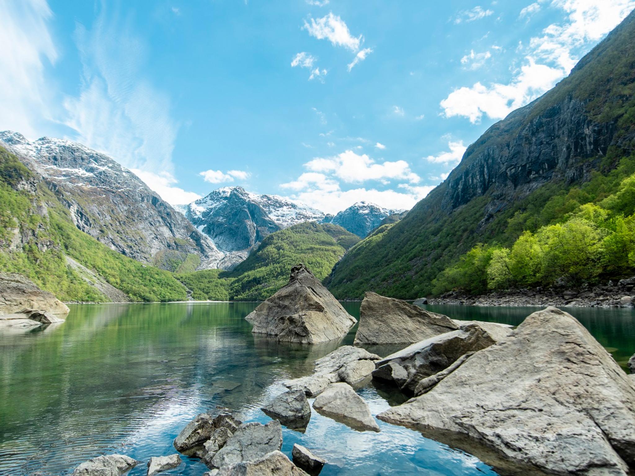 Lake Bondhusvatnet in Fjord Norway