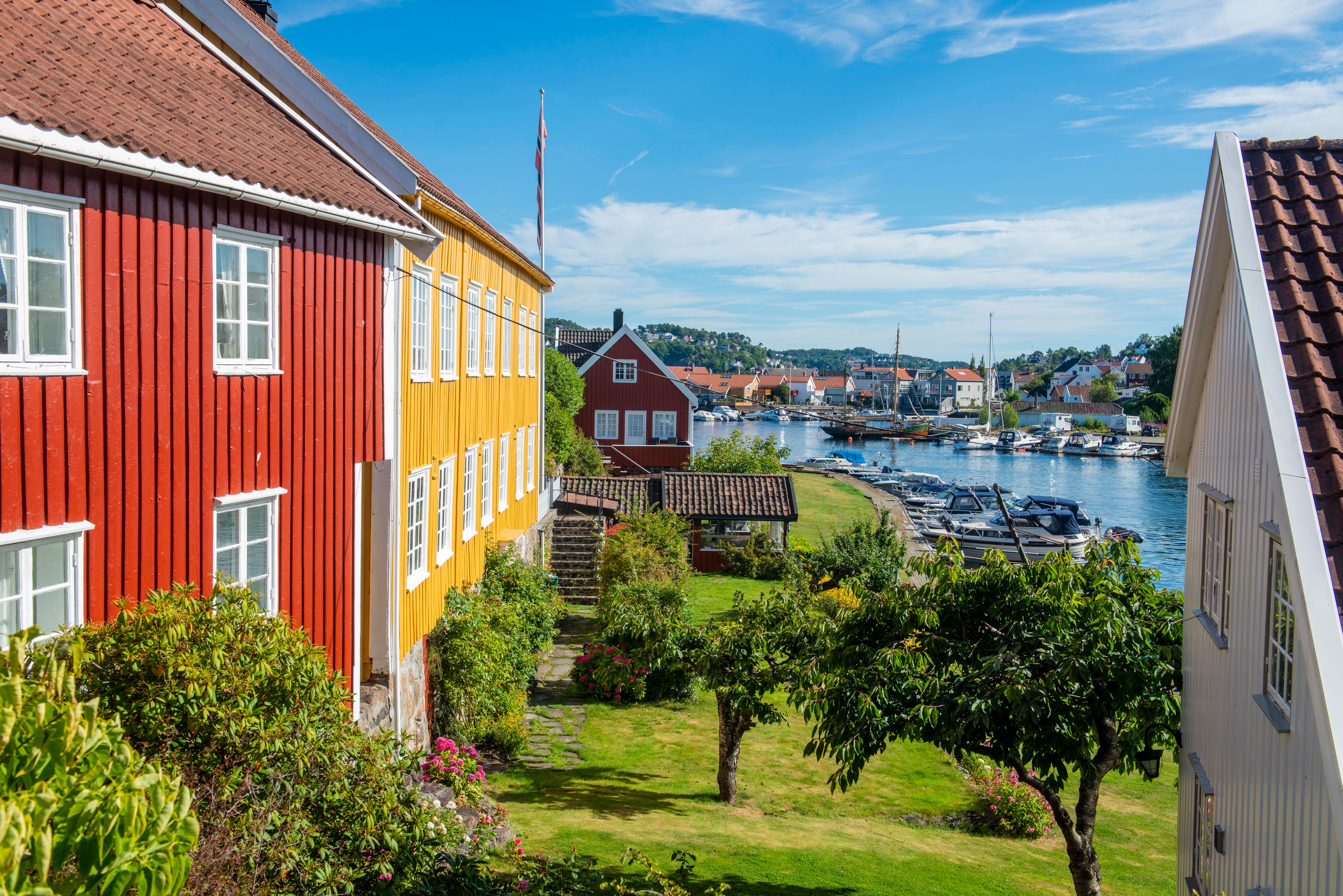 Summer between wooden houses in Arendal