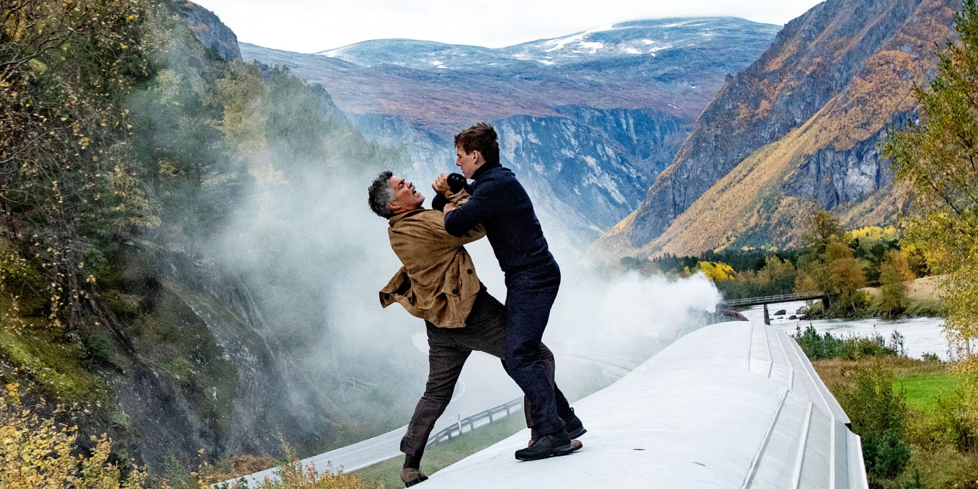 Tom Cruise fighting co-actor on the train at the Rauma Railway in Fjord Norway