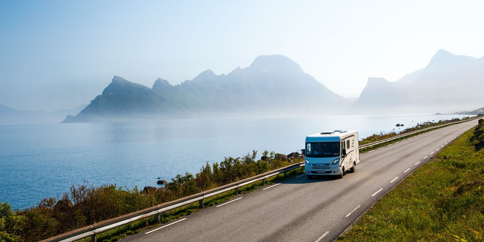 A motorhome on Kystriksveien - the coastal route through Trøndelag and Northern Norway