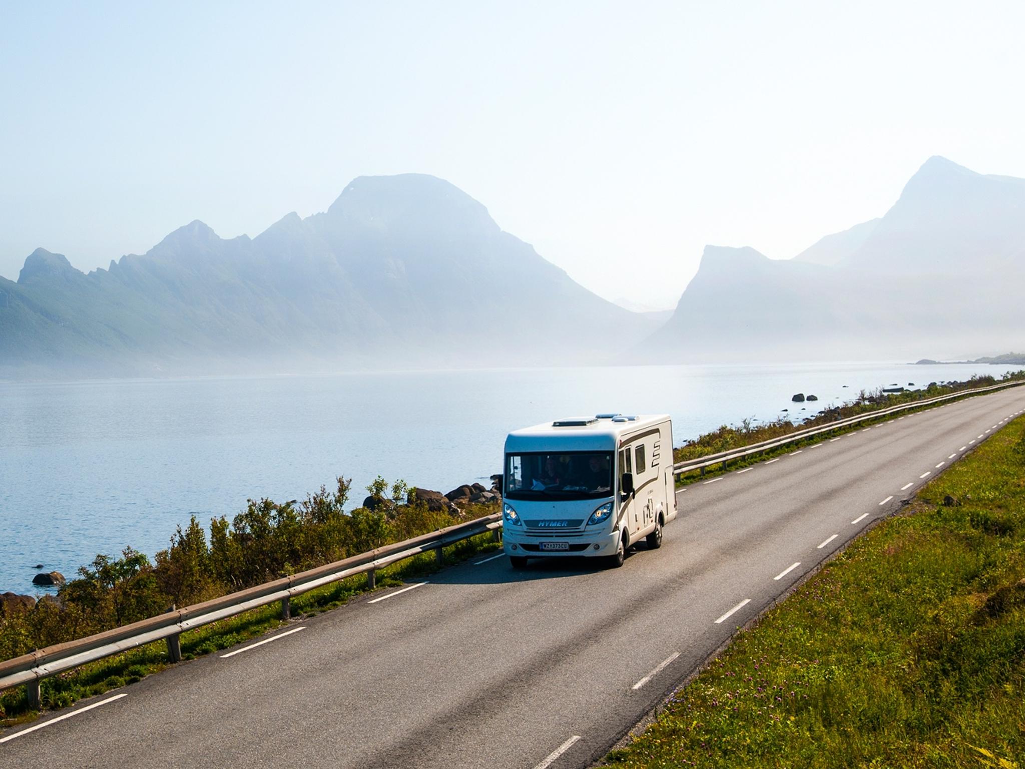 A motorhome on Kystriksveien - the coastal route through Trøndelag and Northern Norway