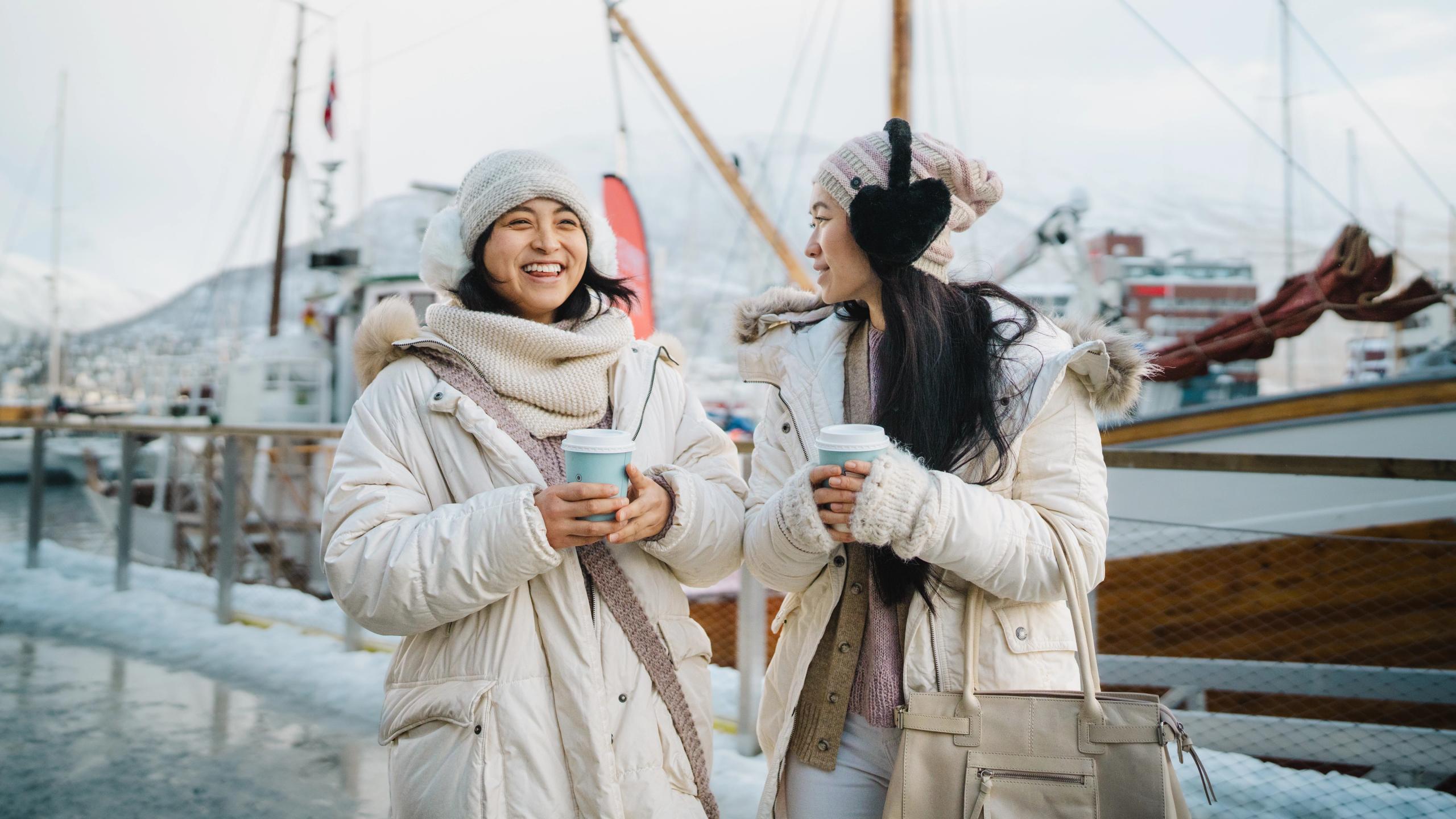 Two tourist in Tromsø in winter.