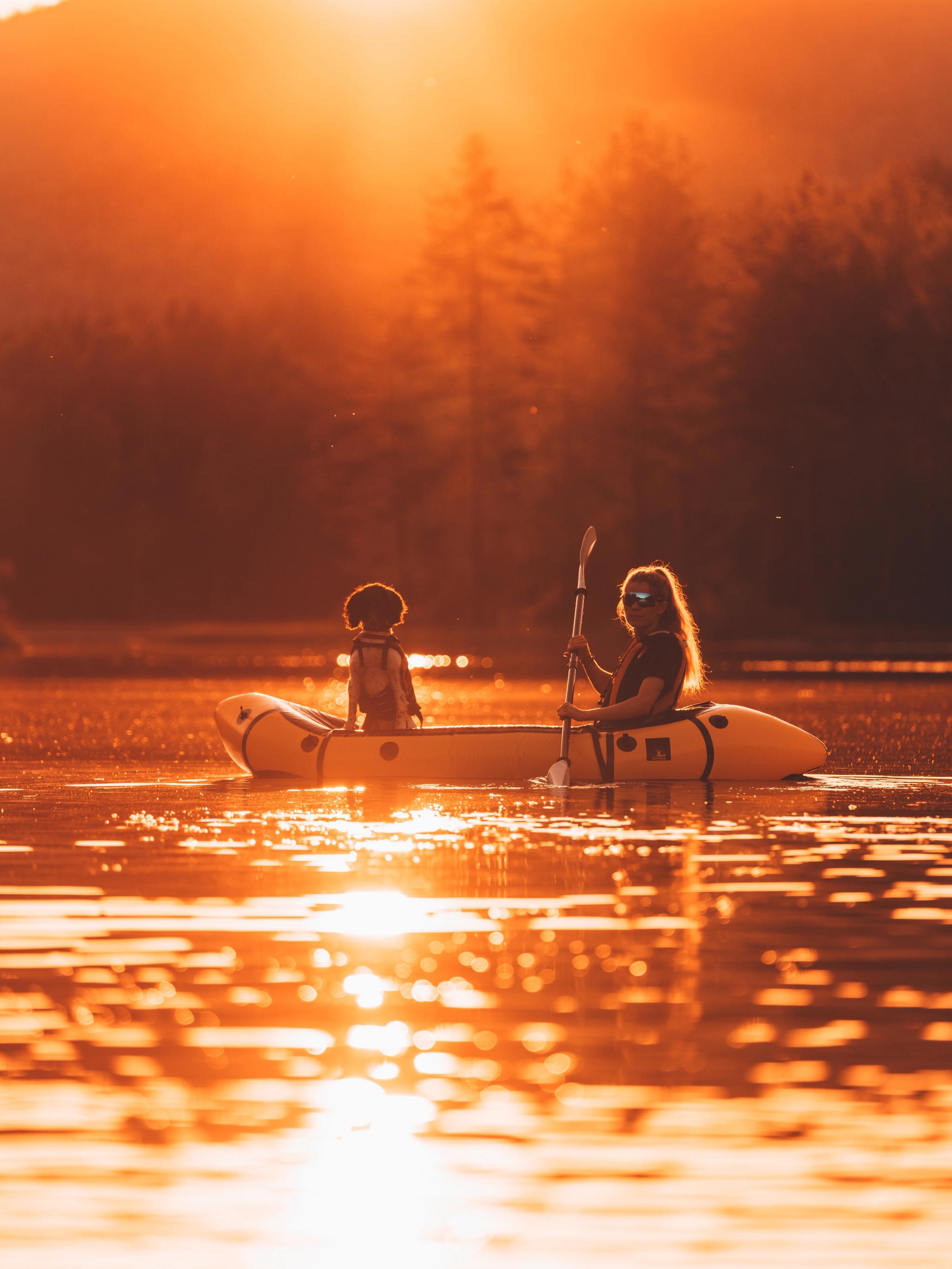 Canoeing with a dog in Majordammen in Drammen, Eastern Norway