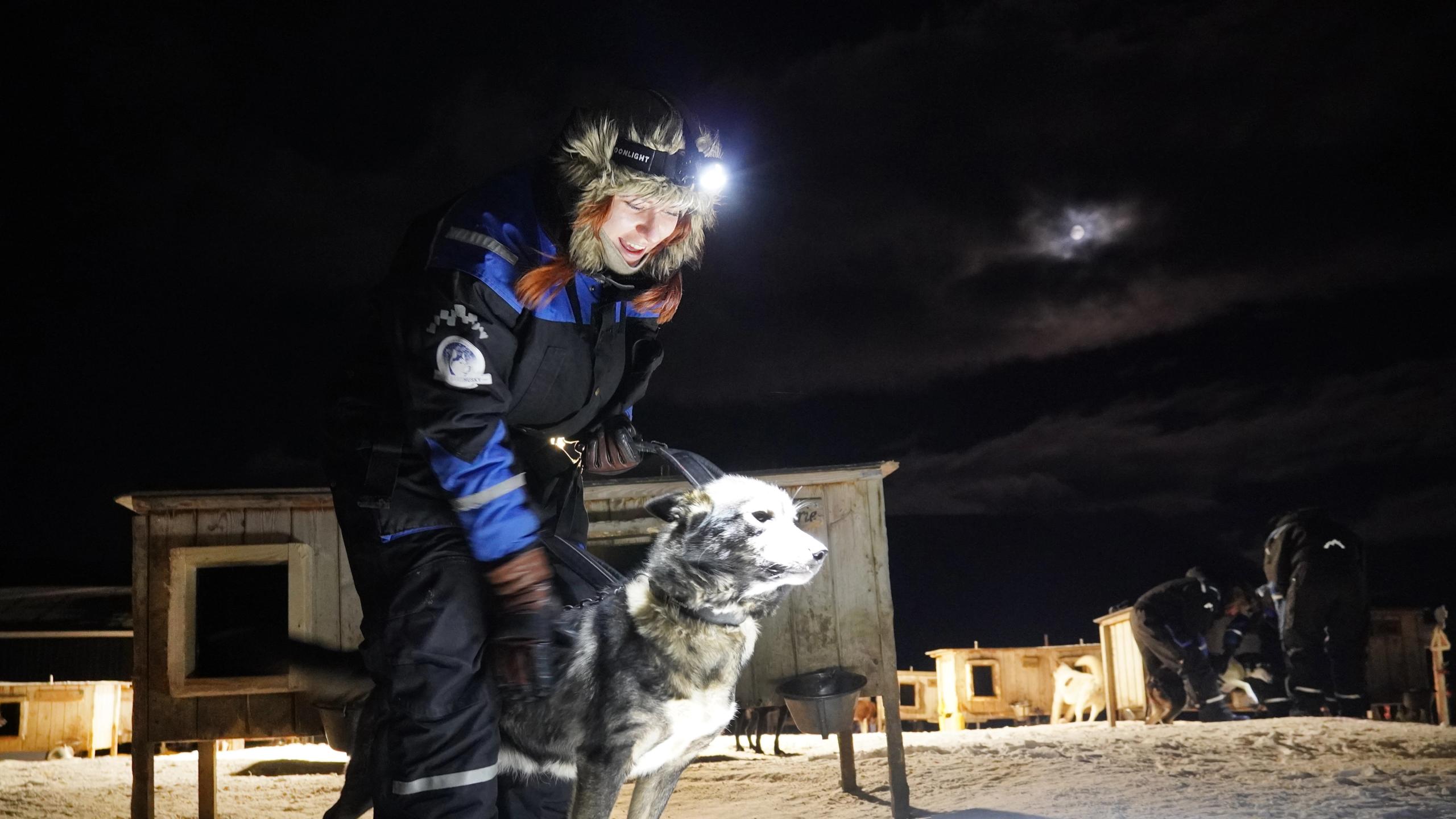 Kvinne som seler på en hund