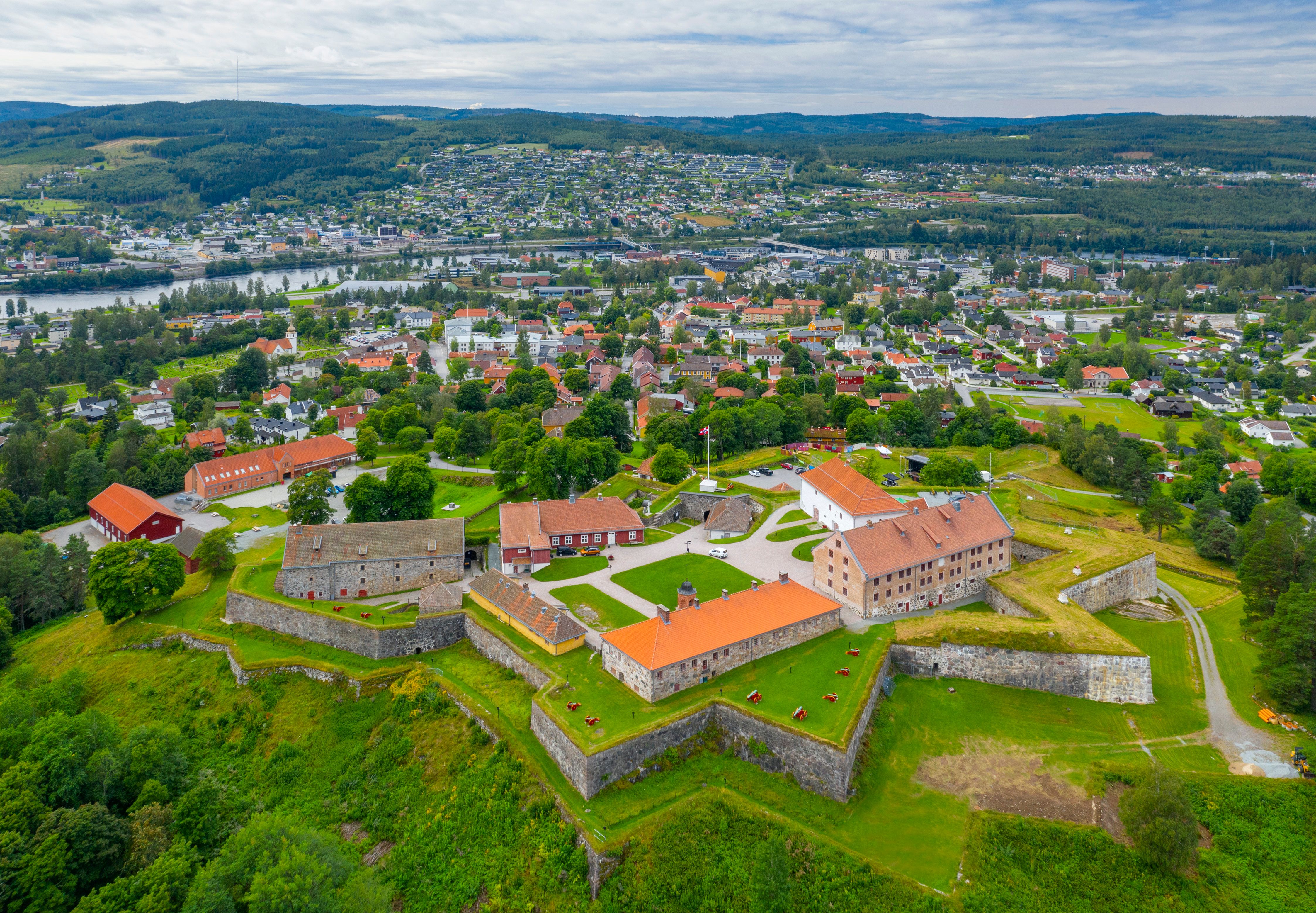 View of Kongsvinger Fortress and the surrounding town.