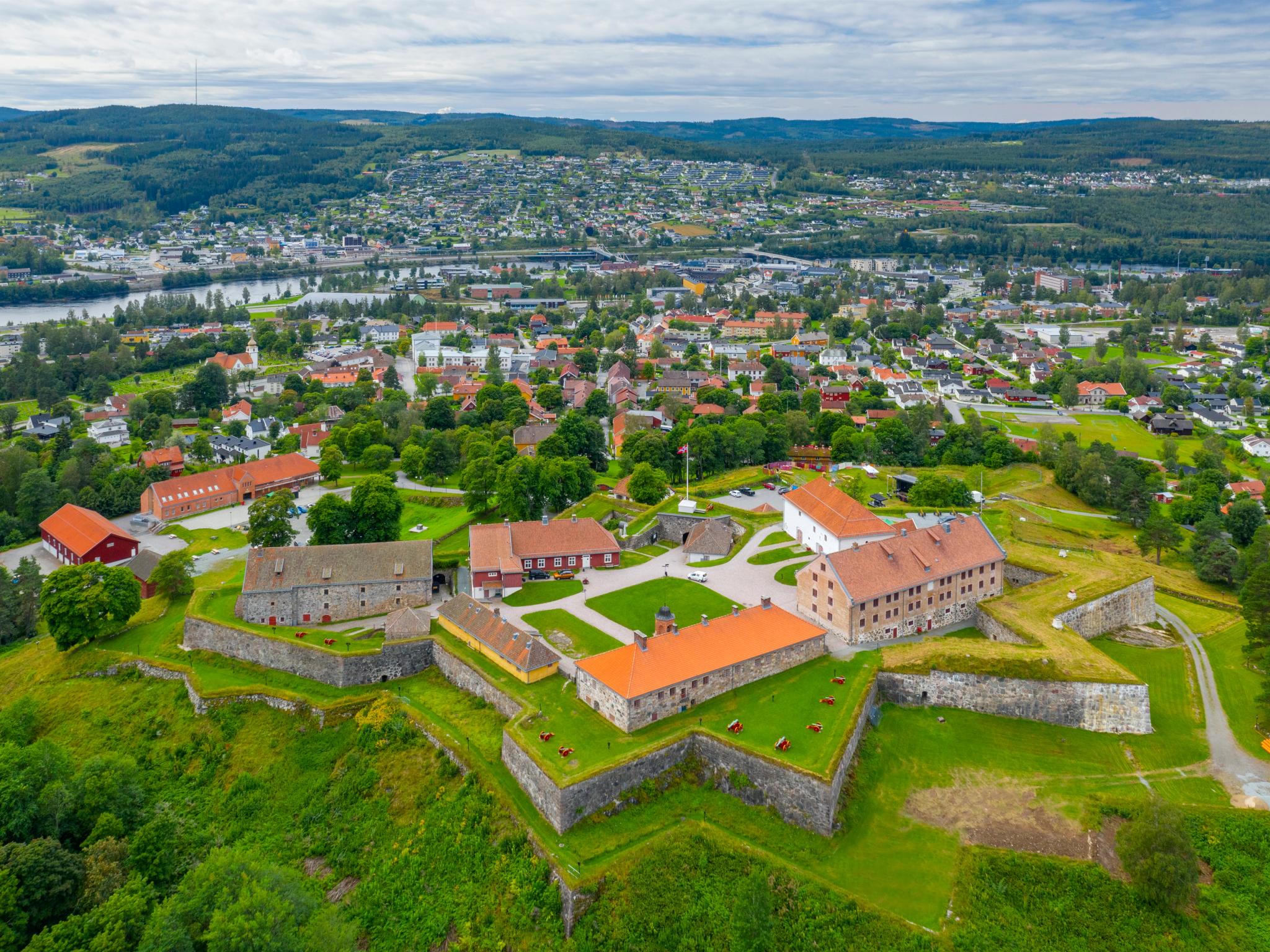 View of Kongsvinger Fortress and the surrounding town.