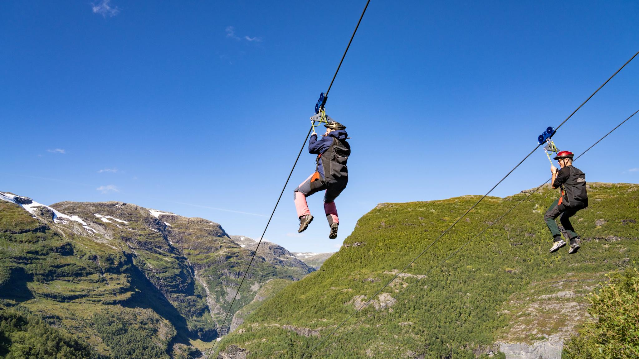 North Europe's longest zip line in Flåm, Aurland