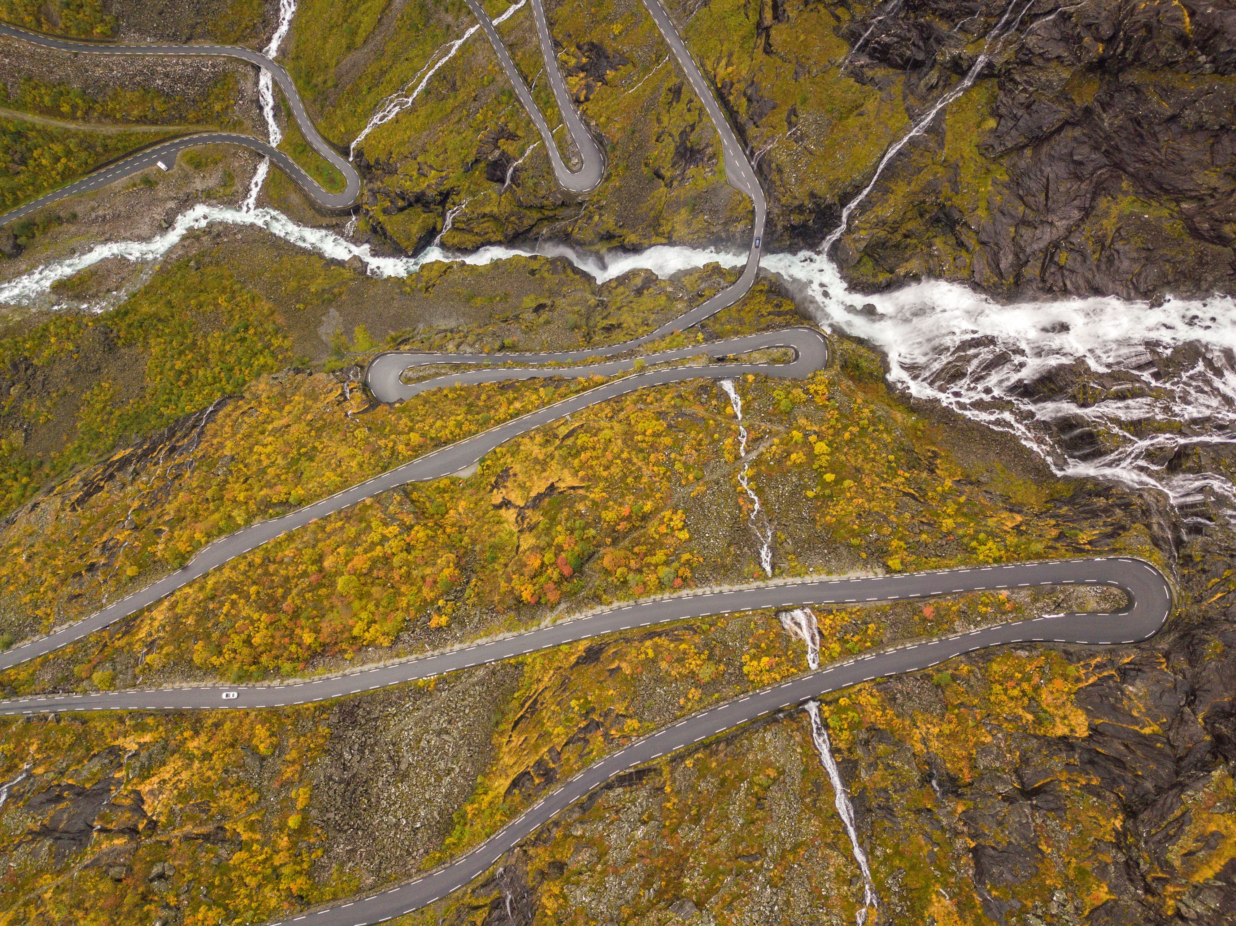 The Trollstigen mountain road in Åndalsnes in Northwest, Fjord Norway.