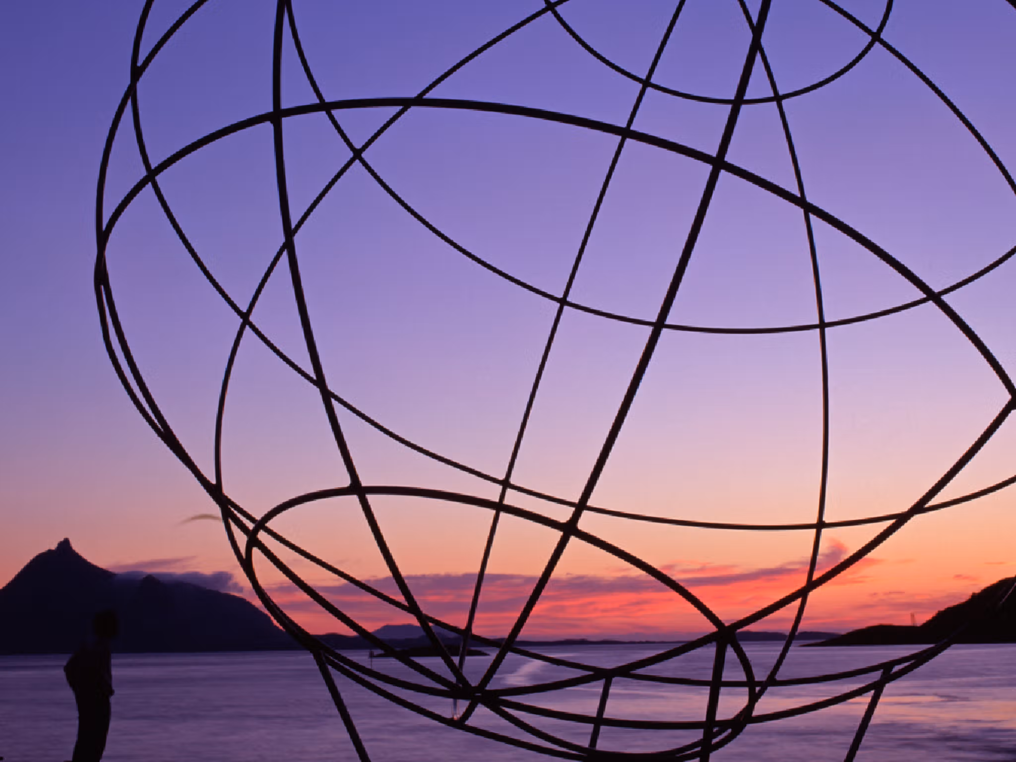 The globe marking the Arctic Circle in Tonnes at Rødøy, Norway.