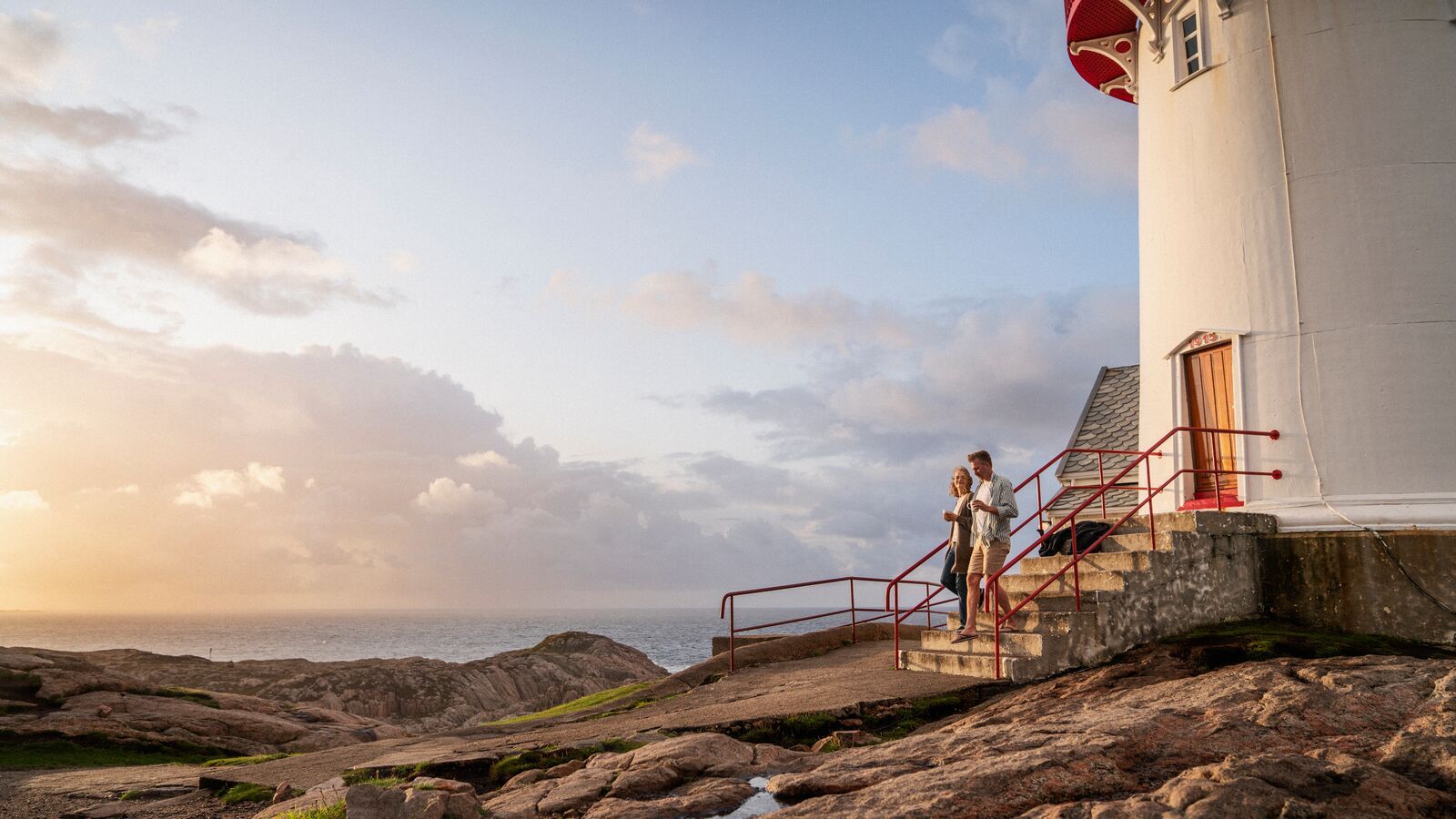 Couple at Lindesnes Lighthouse in Southern Norway