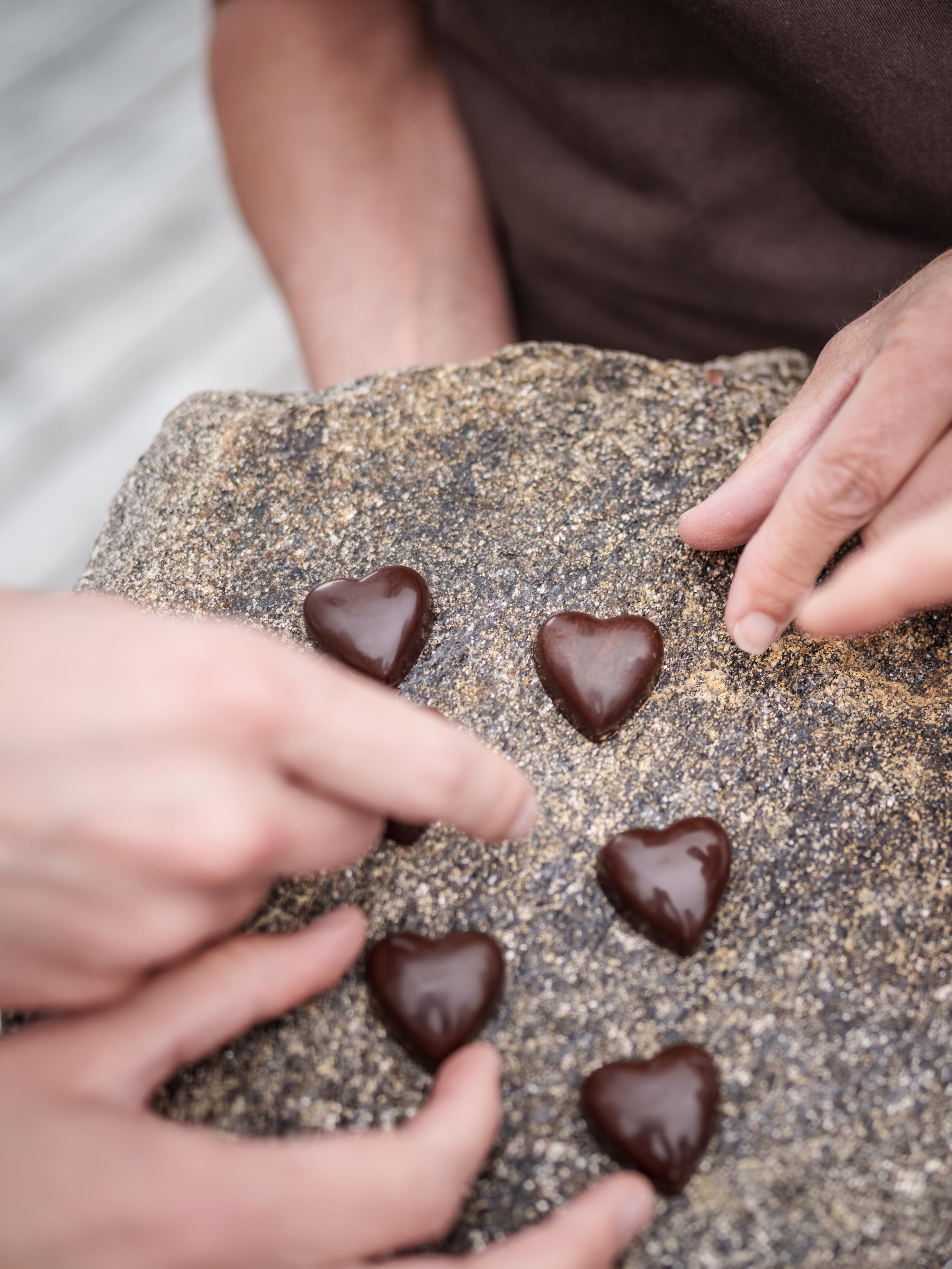 Heart shaped chocolates from the Sjokoladebrygga chocolate factory at Dønna