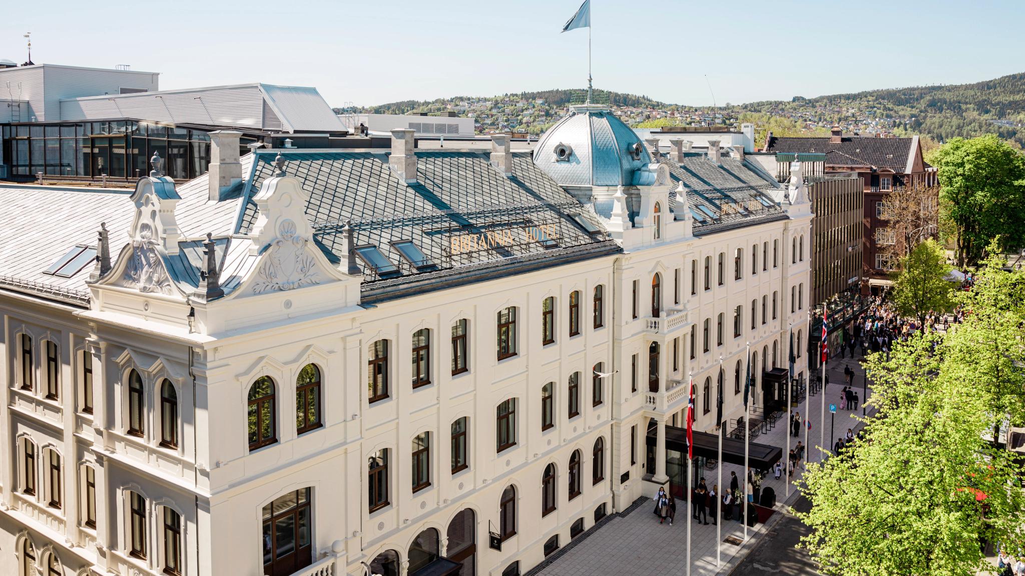 The exterior of Britannia Hotel in Trondeim in Trøndelag, Norway