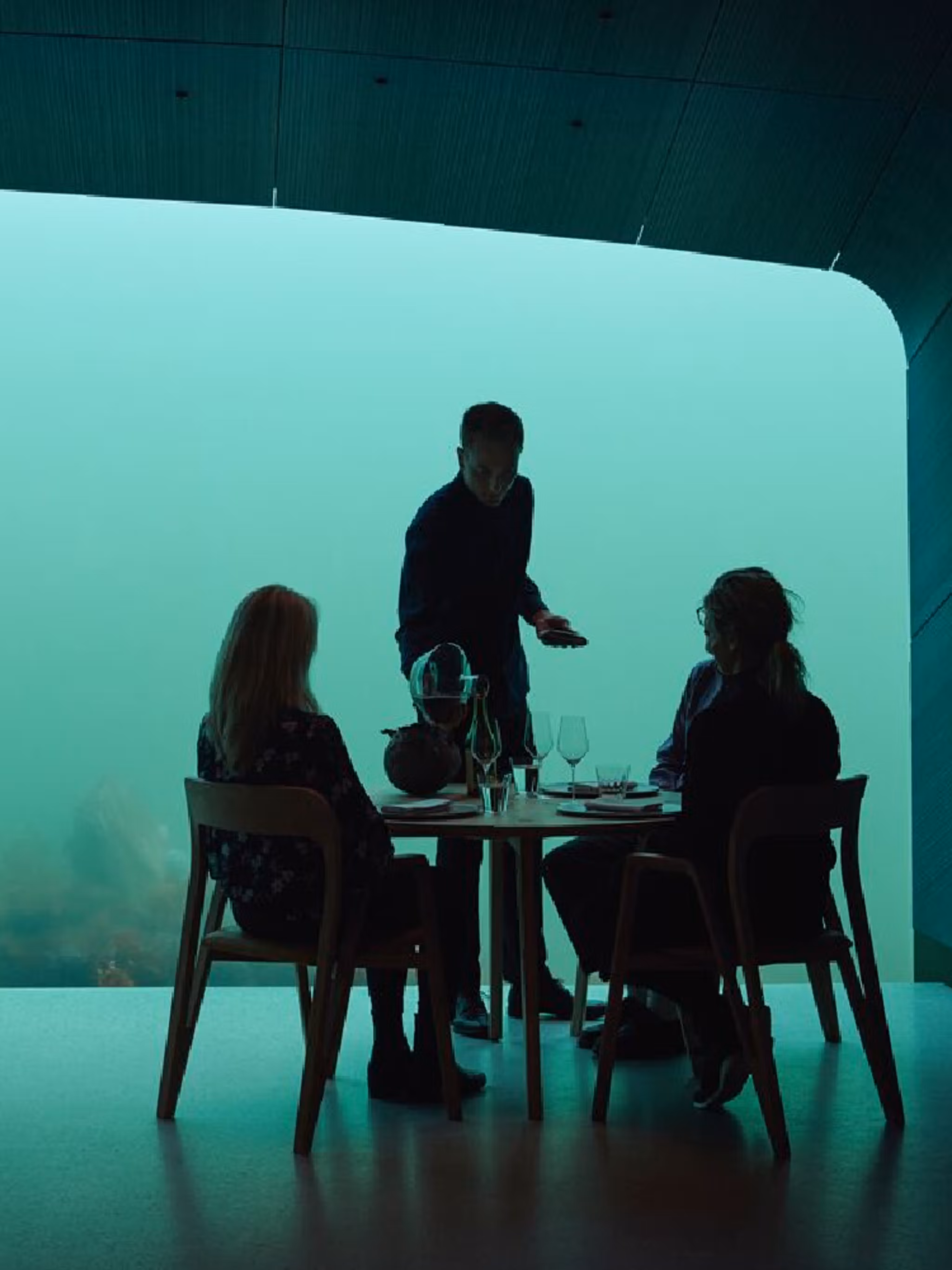 Inside the underwater restaurant Under in Lindesnes, Southern Norway