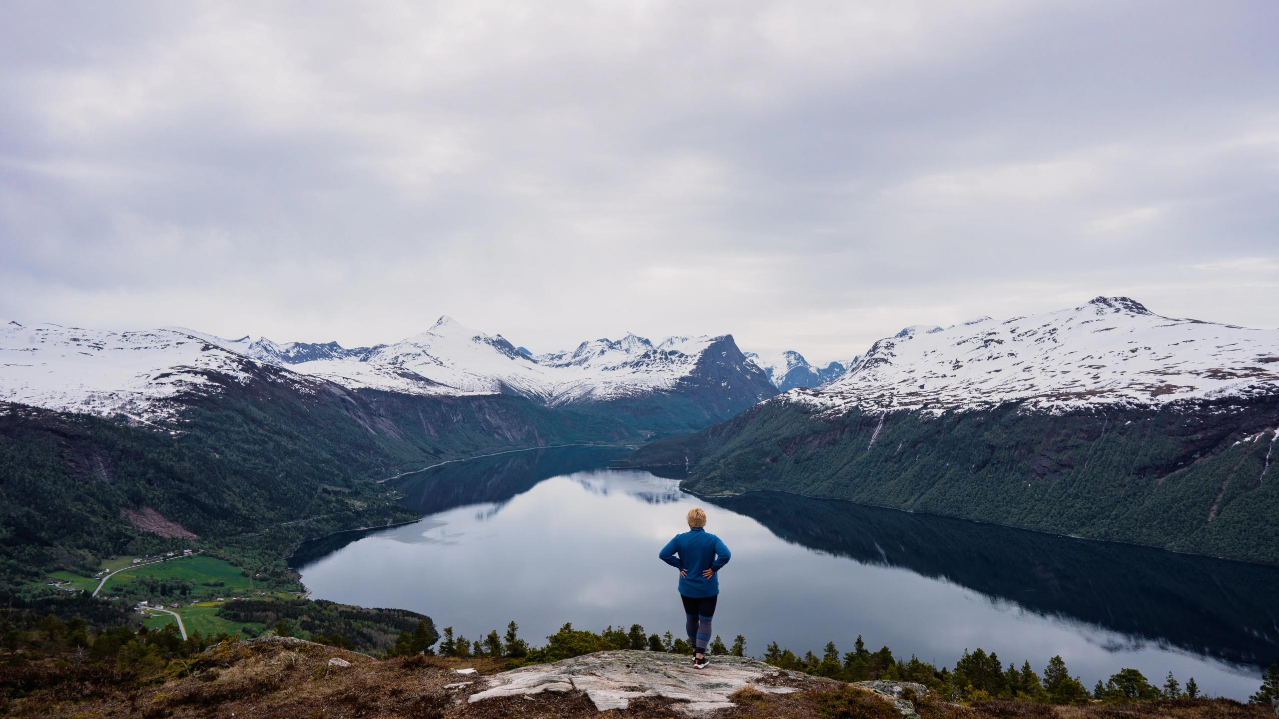 A person standing on top of mount Prestaksla