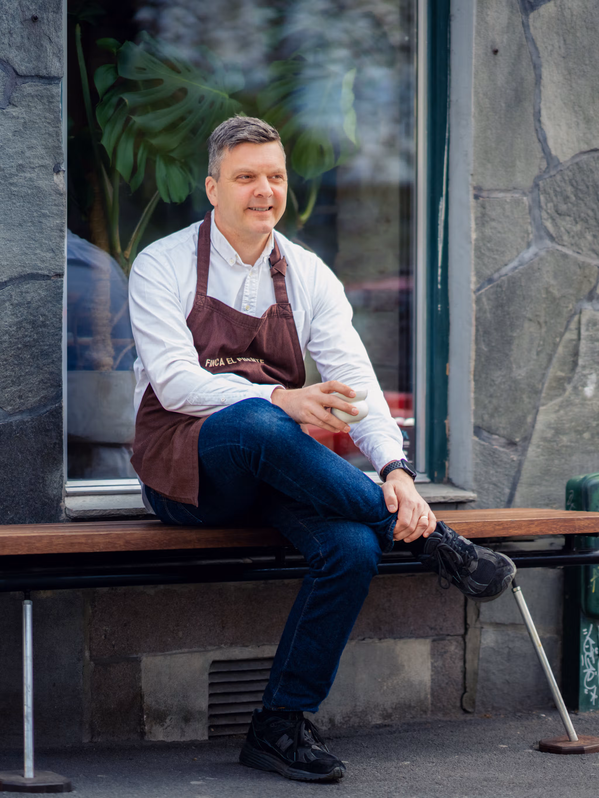 Portrait of Tim Wendelboe in front of his cafe