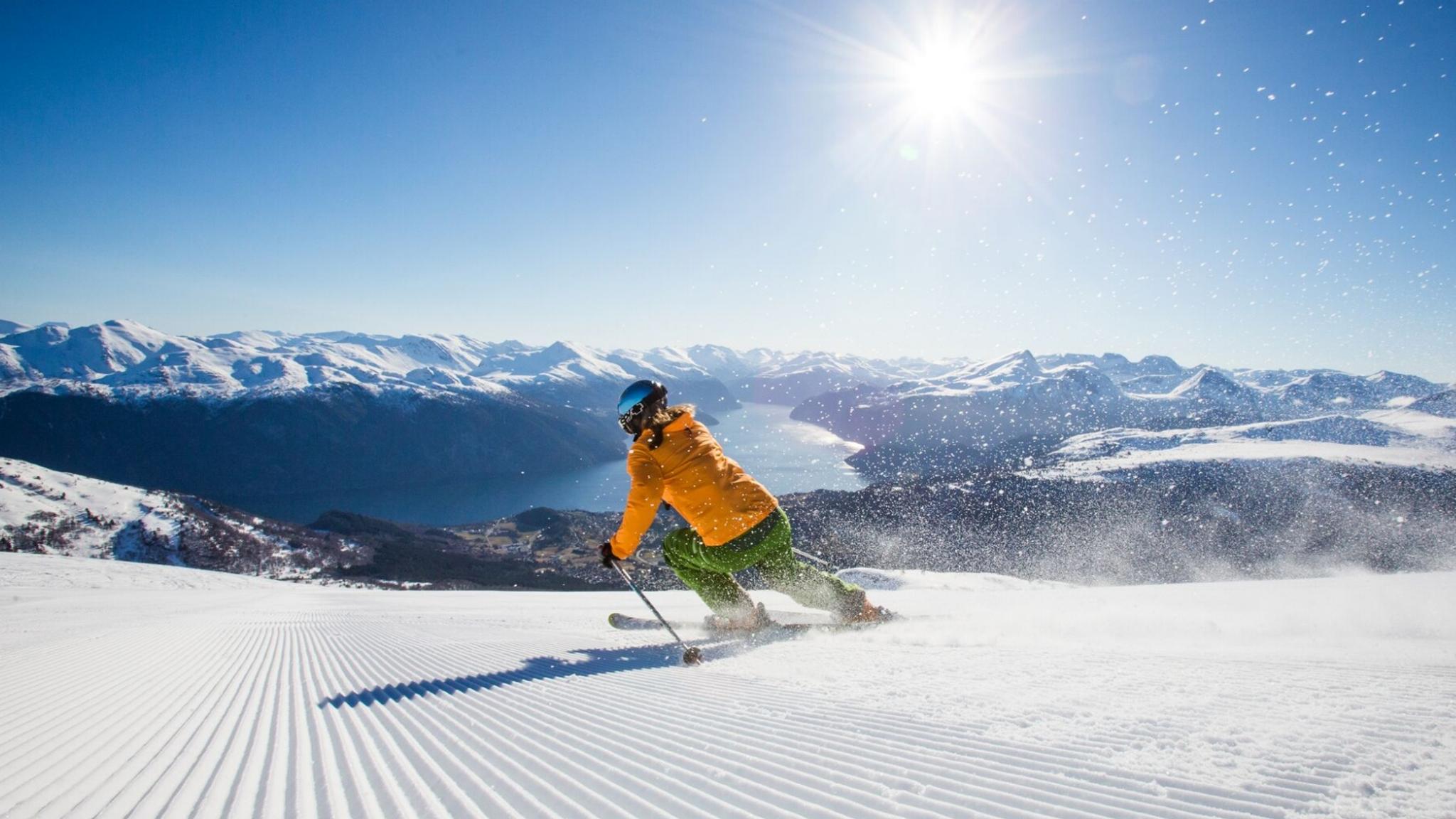 Alpine skier at Strandafjellet, Fjord Norway