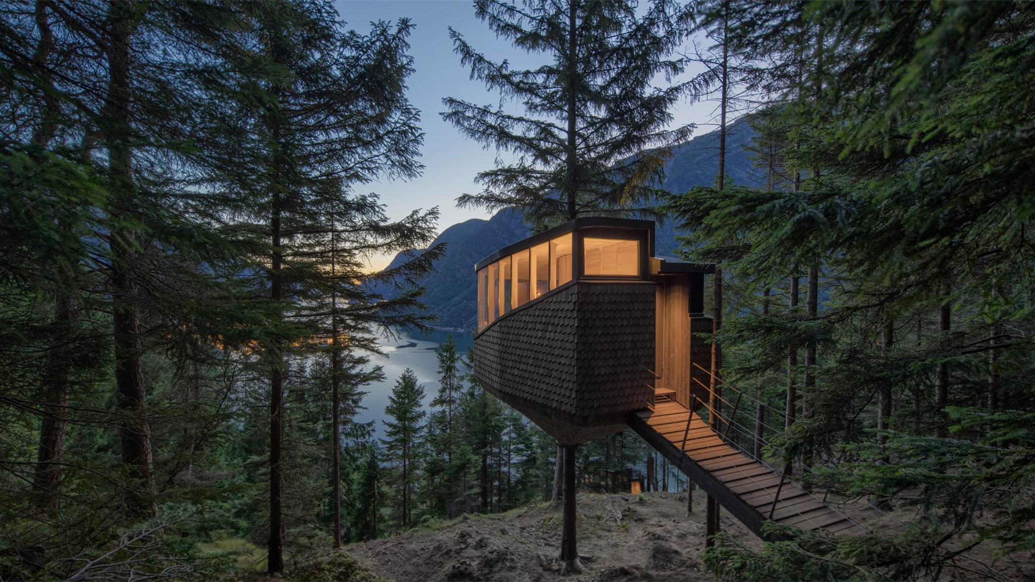 Woodnest Odda tree house, one of Norway’s many treetop cabins
