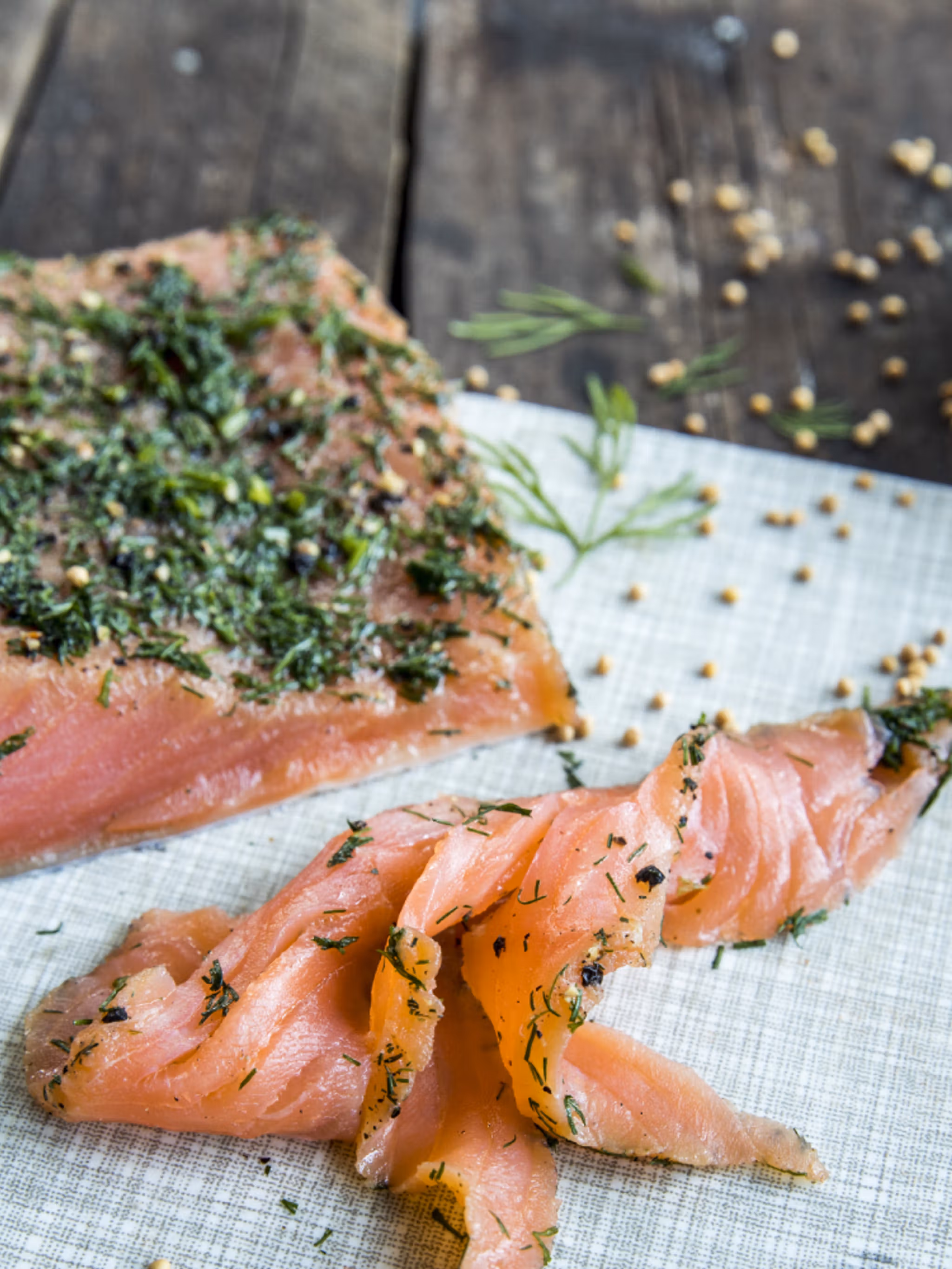 A plate with Norwegian gravlaks, cured salmon