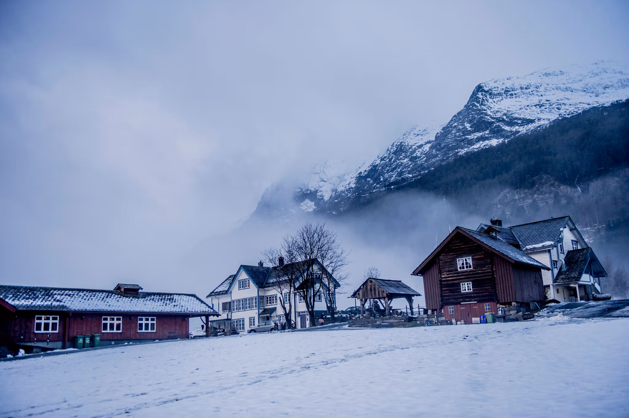 Smalahovetunet in Voss, Fjord Norway in winter