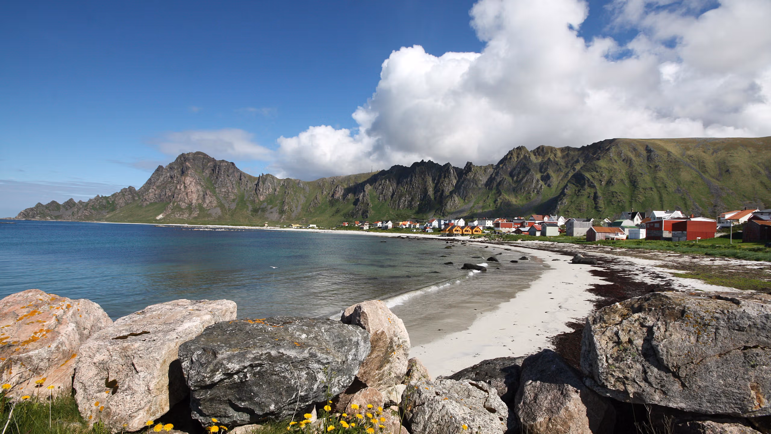 The beach at Bleik in Andøya in Northern Norway during summer