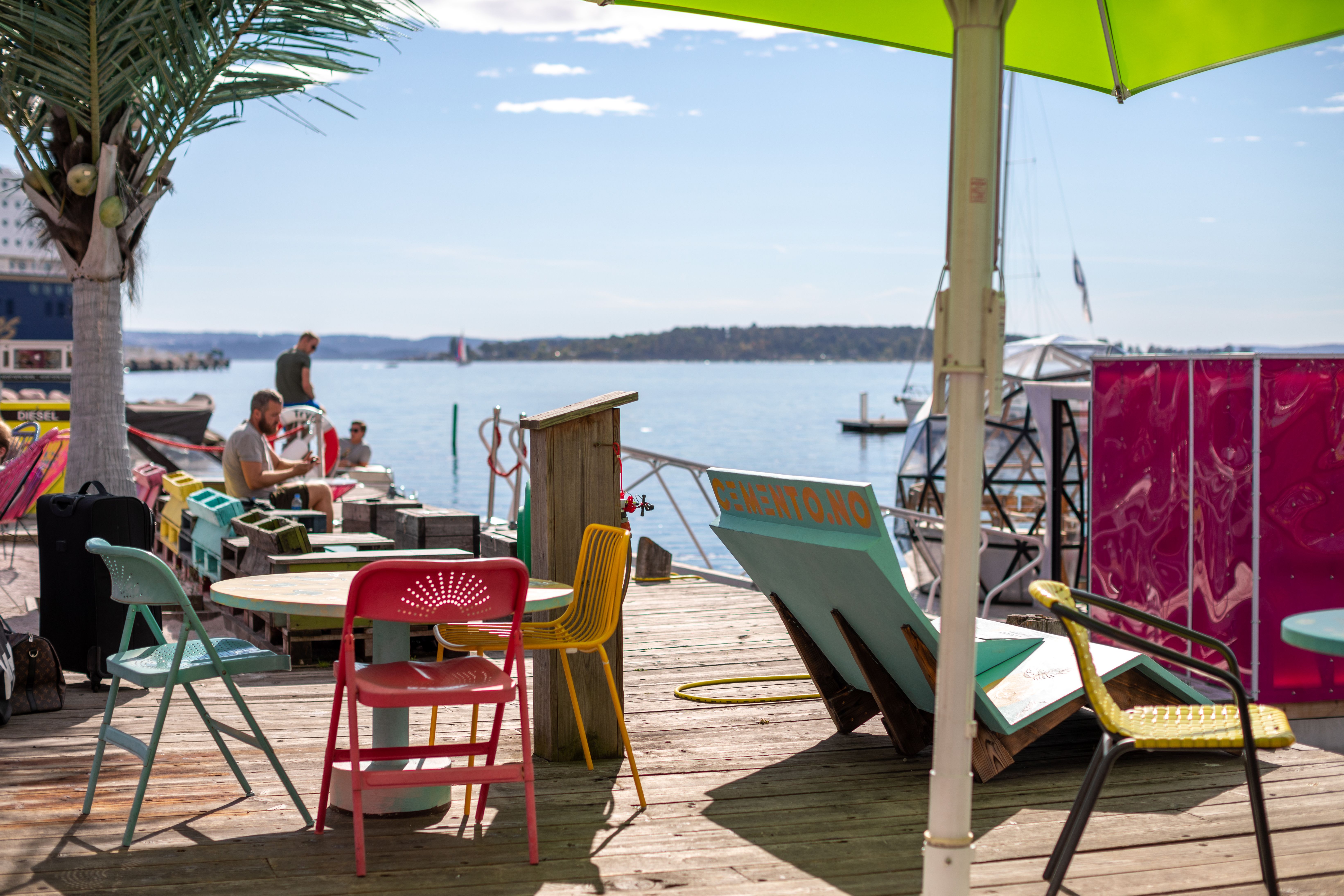 People relaxing at The Kongen Marina in Oslo