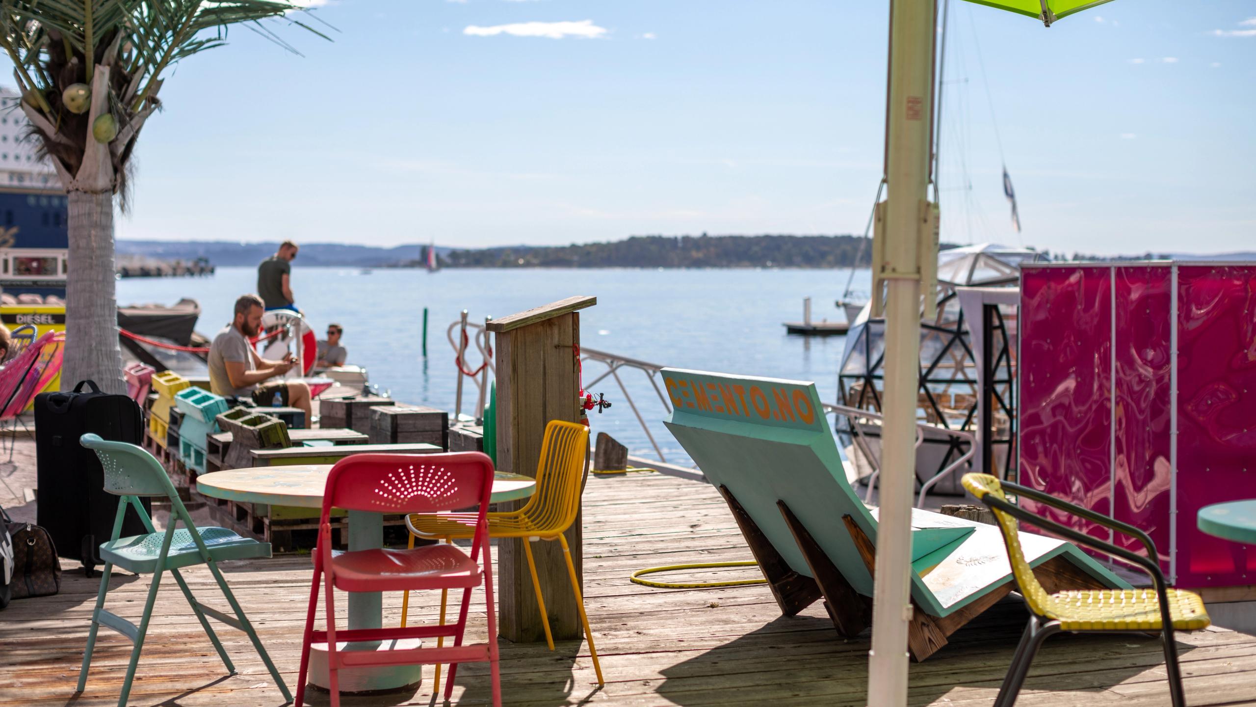 People relaxing at The Kongen Marina in Oslo