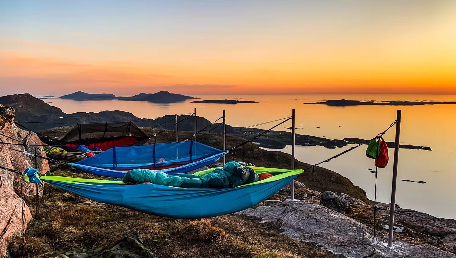 Several hammocks at the Digergubben Hammock Park 