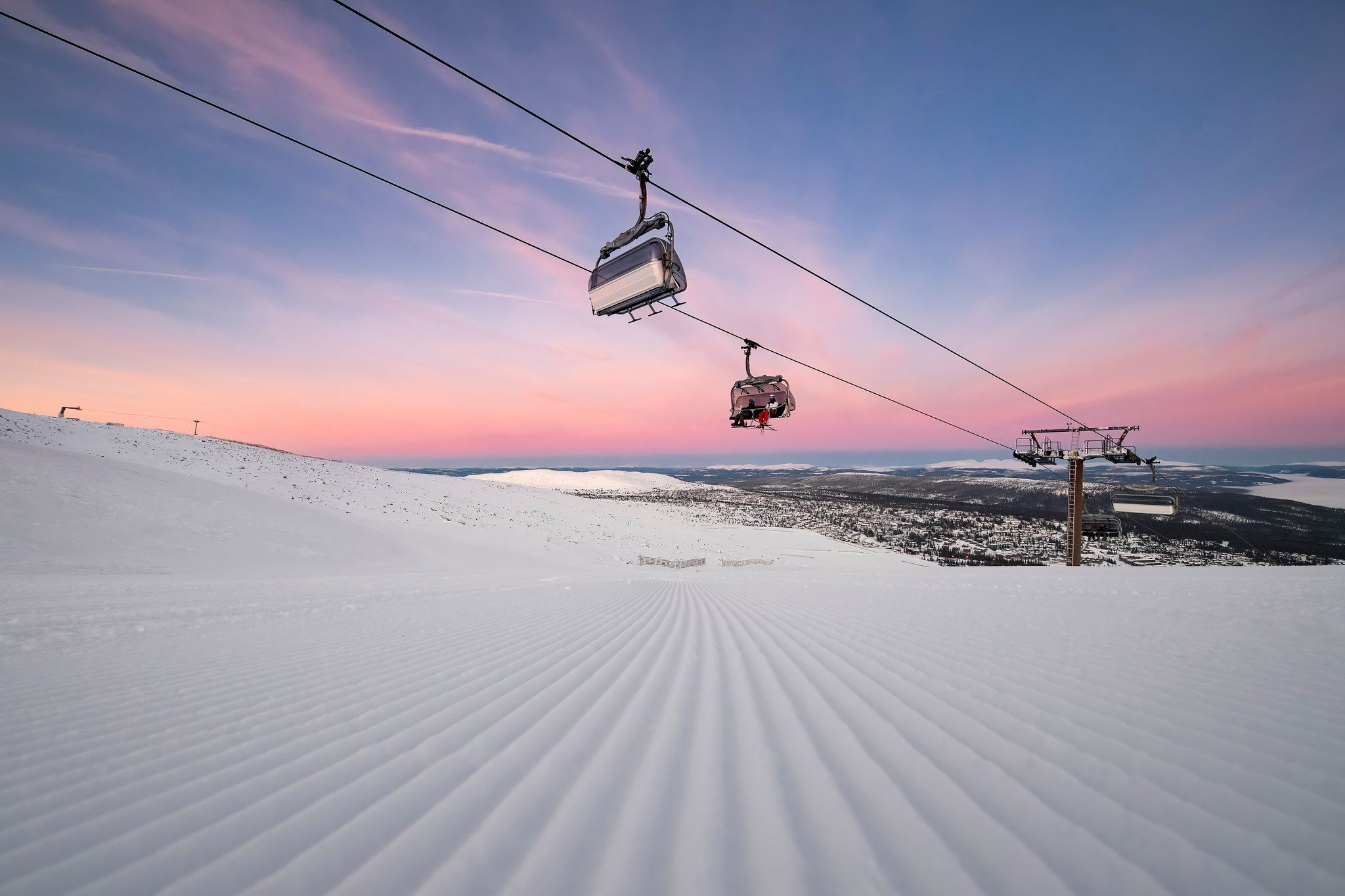 The lift in Trysil Ski Resort, in winter