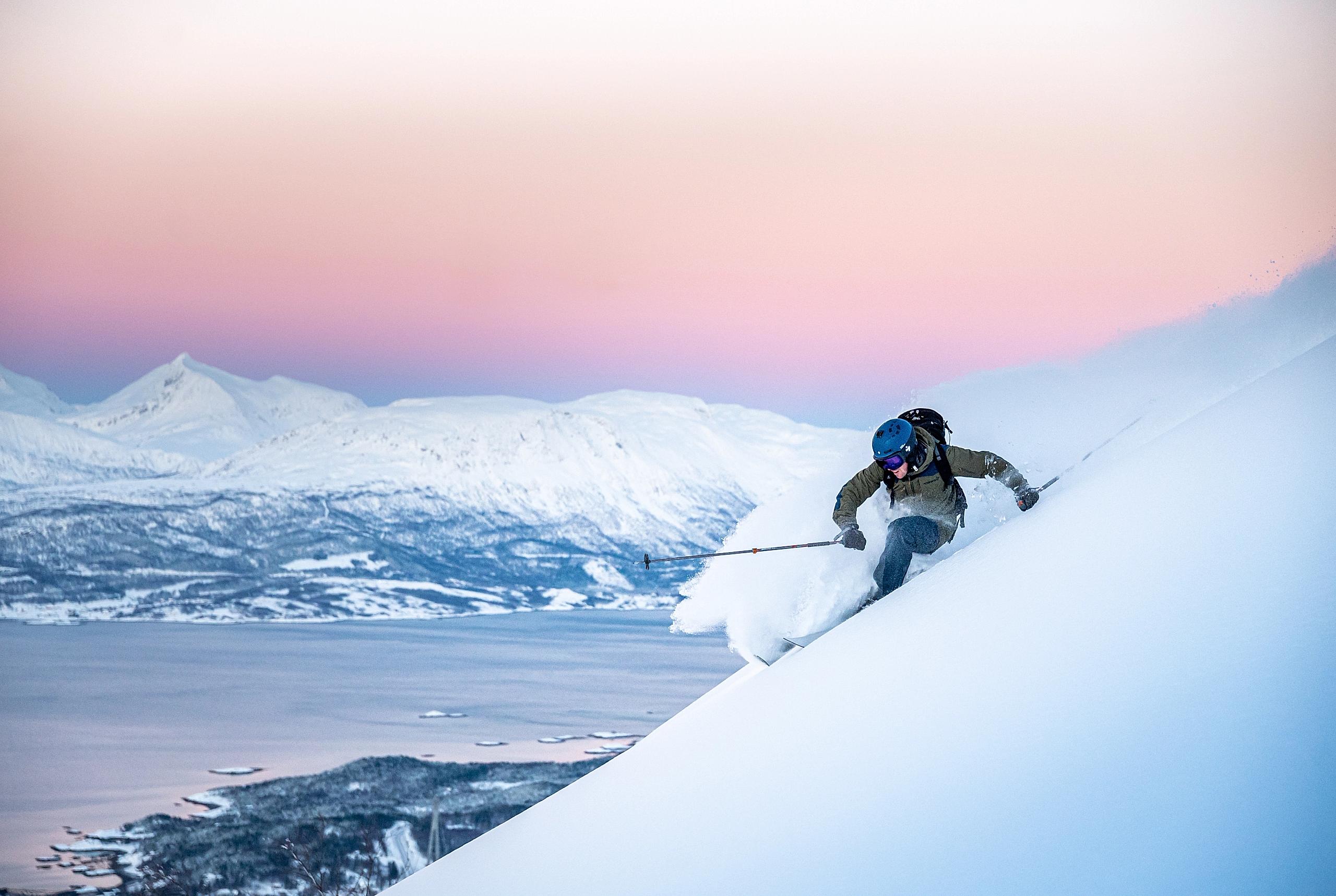Slalomski på Narvikfjellet, nord norge