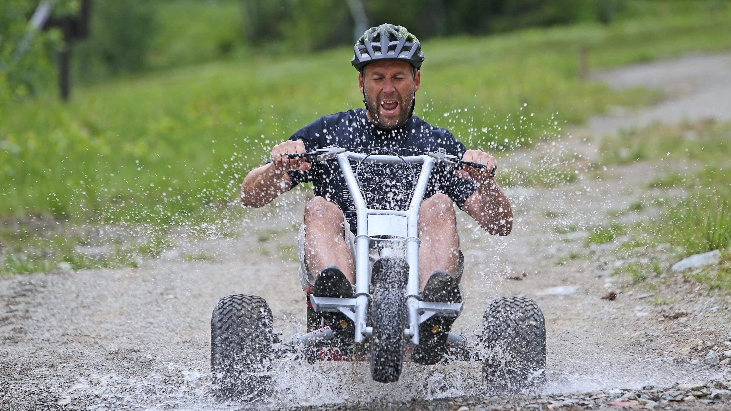 A man mountain carting in Hemsedal, Eastern Norway