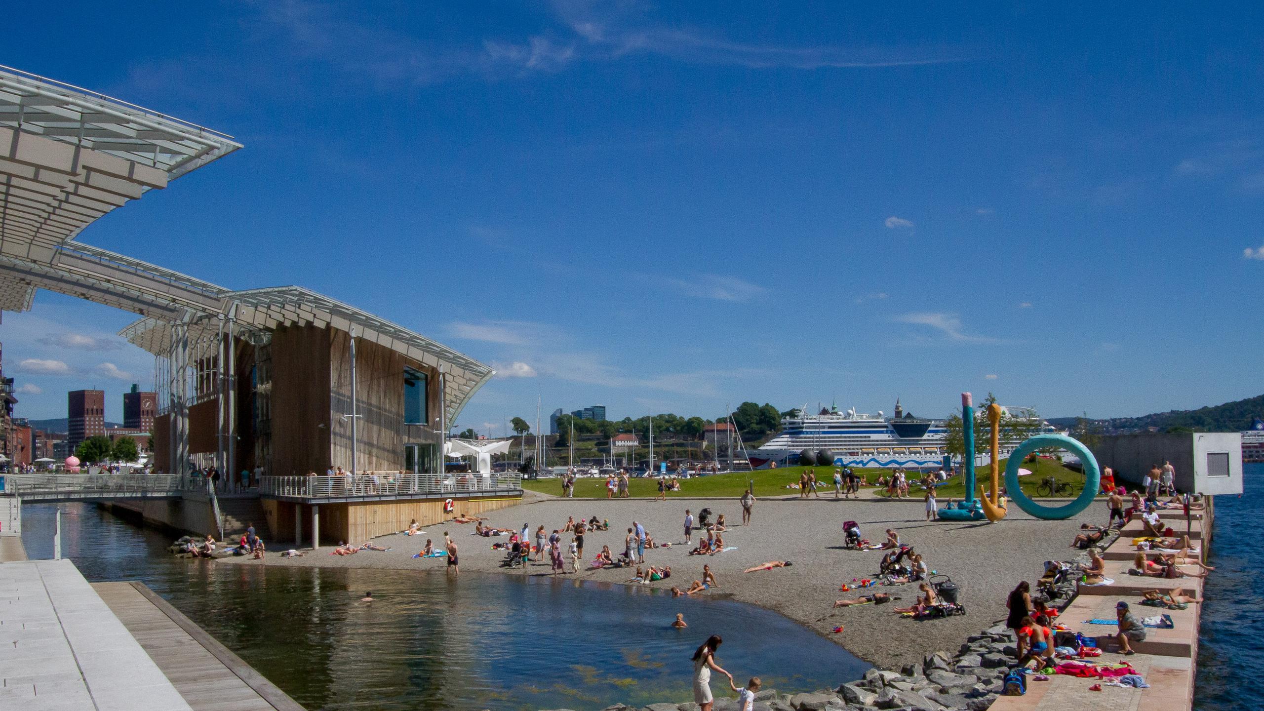 Plaża Tjuvholmen w Oslo