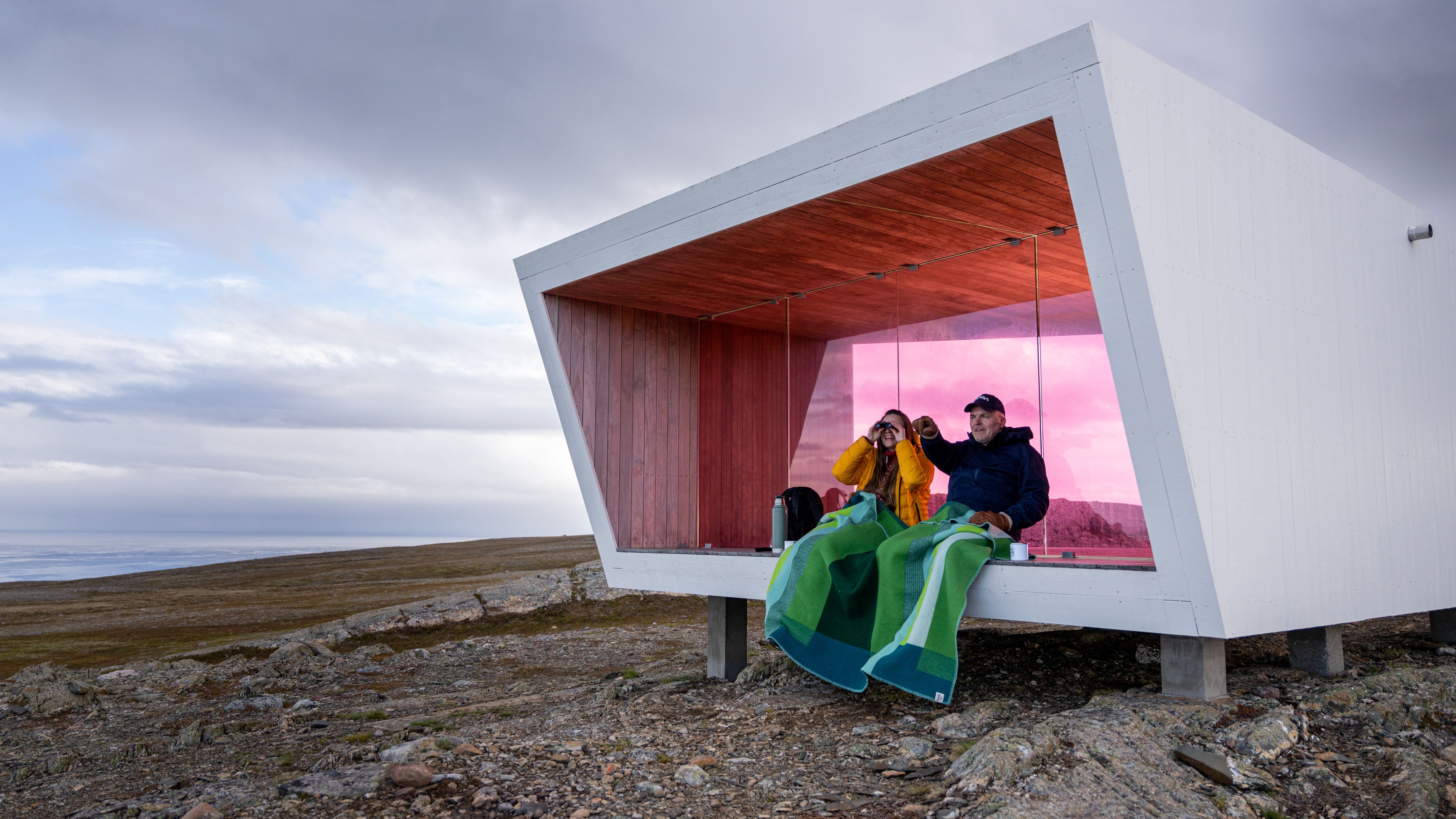 Domen birdwatching hide by Biotope by National scenic Route Varanger, Northern Norway