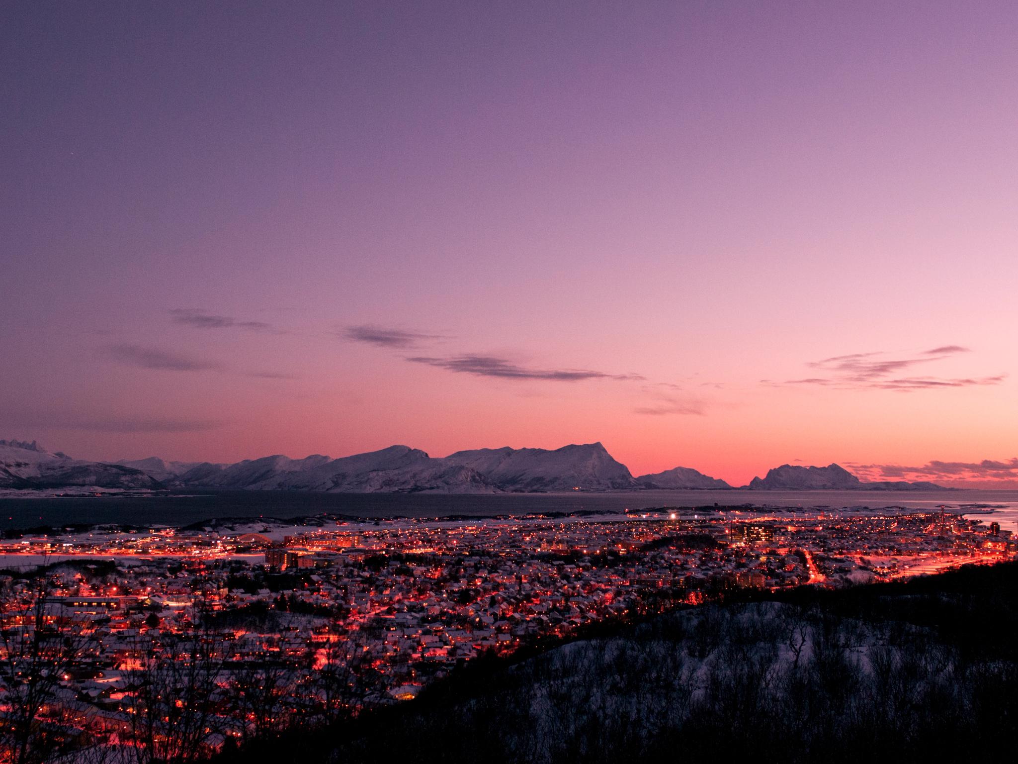 Bodø centre at dusk, Northern Norway