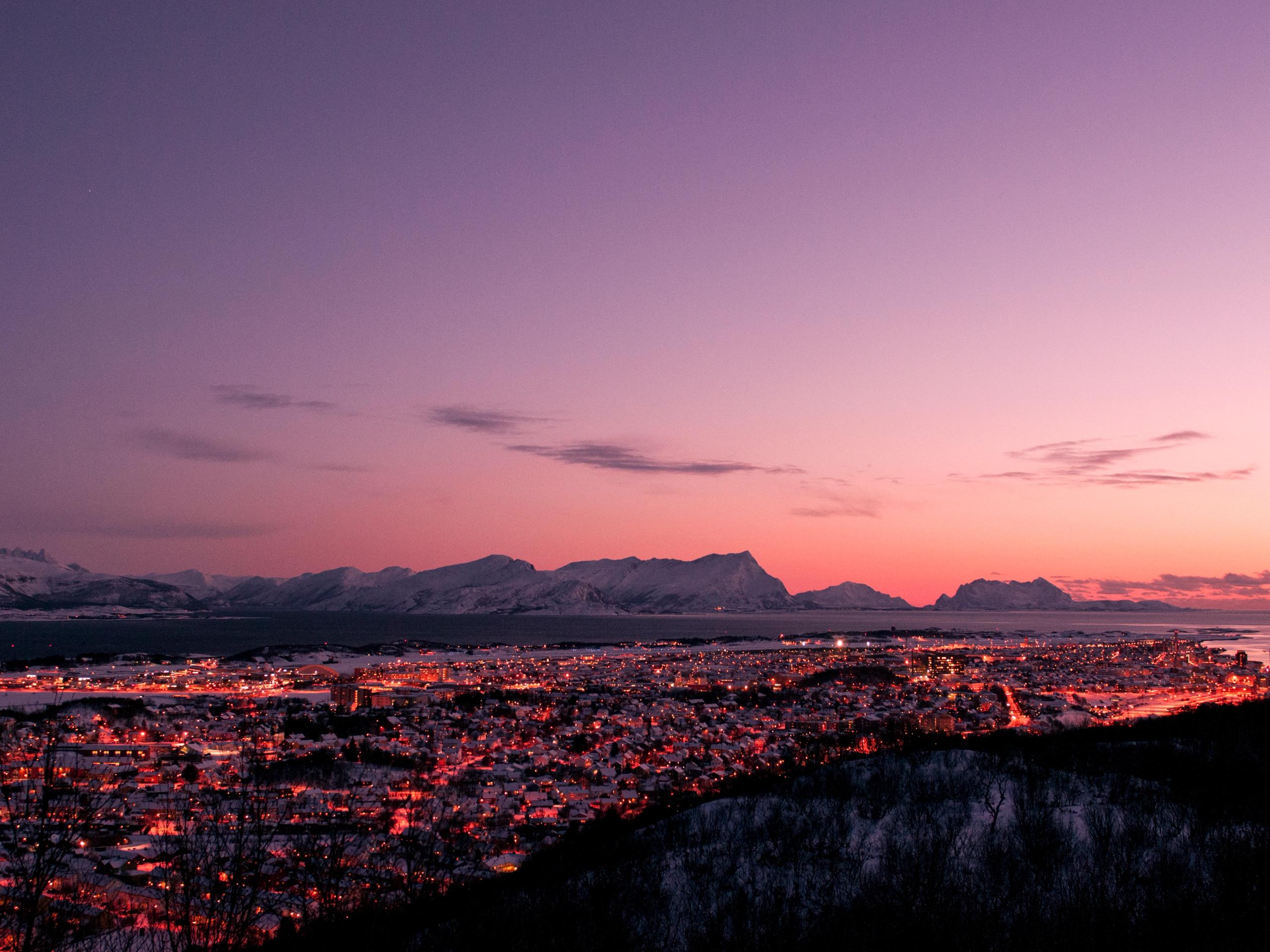 Bodø centre at dusk, Northern Norway