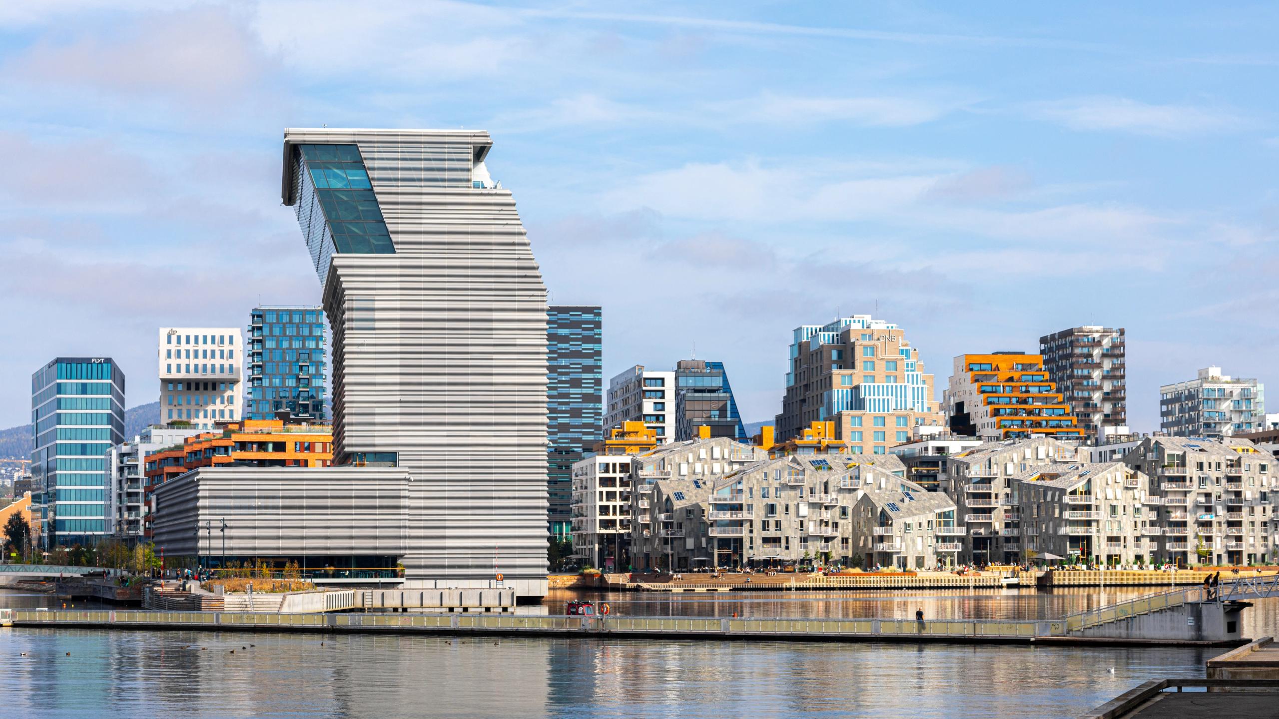 Bjørvika and Oslobukta seen from Sørenga in Oslo