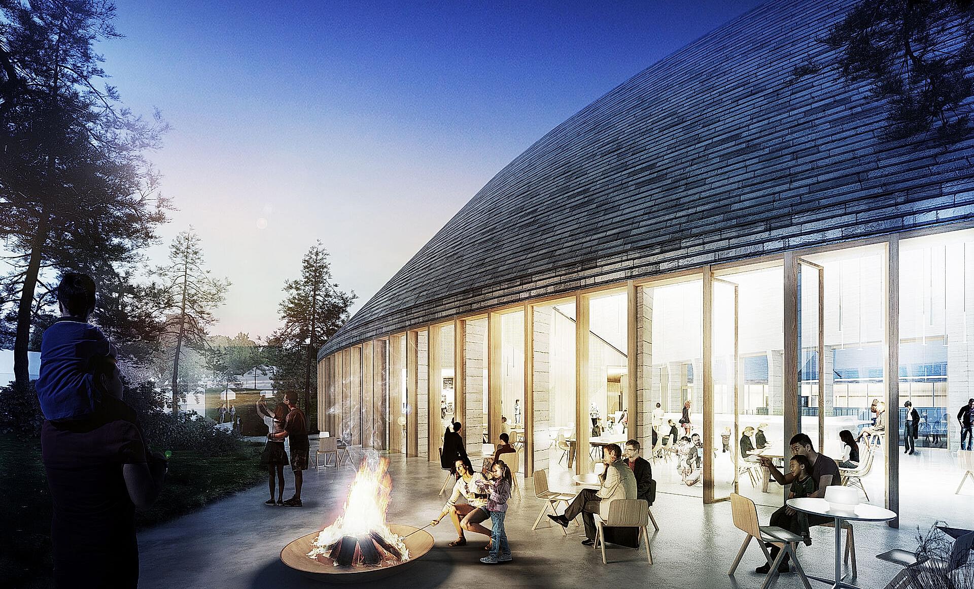 En etterligning av hvordan restauranten på det nye vikingmuseet vil se ut