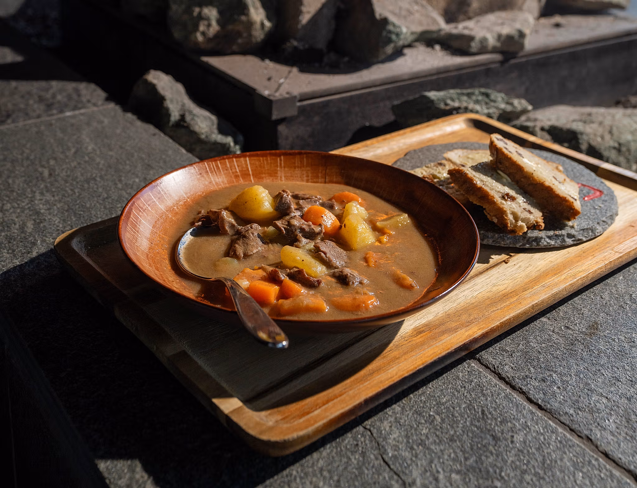 The sami dish bidus, also known as reindeer stew in a dish by the fire