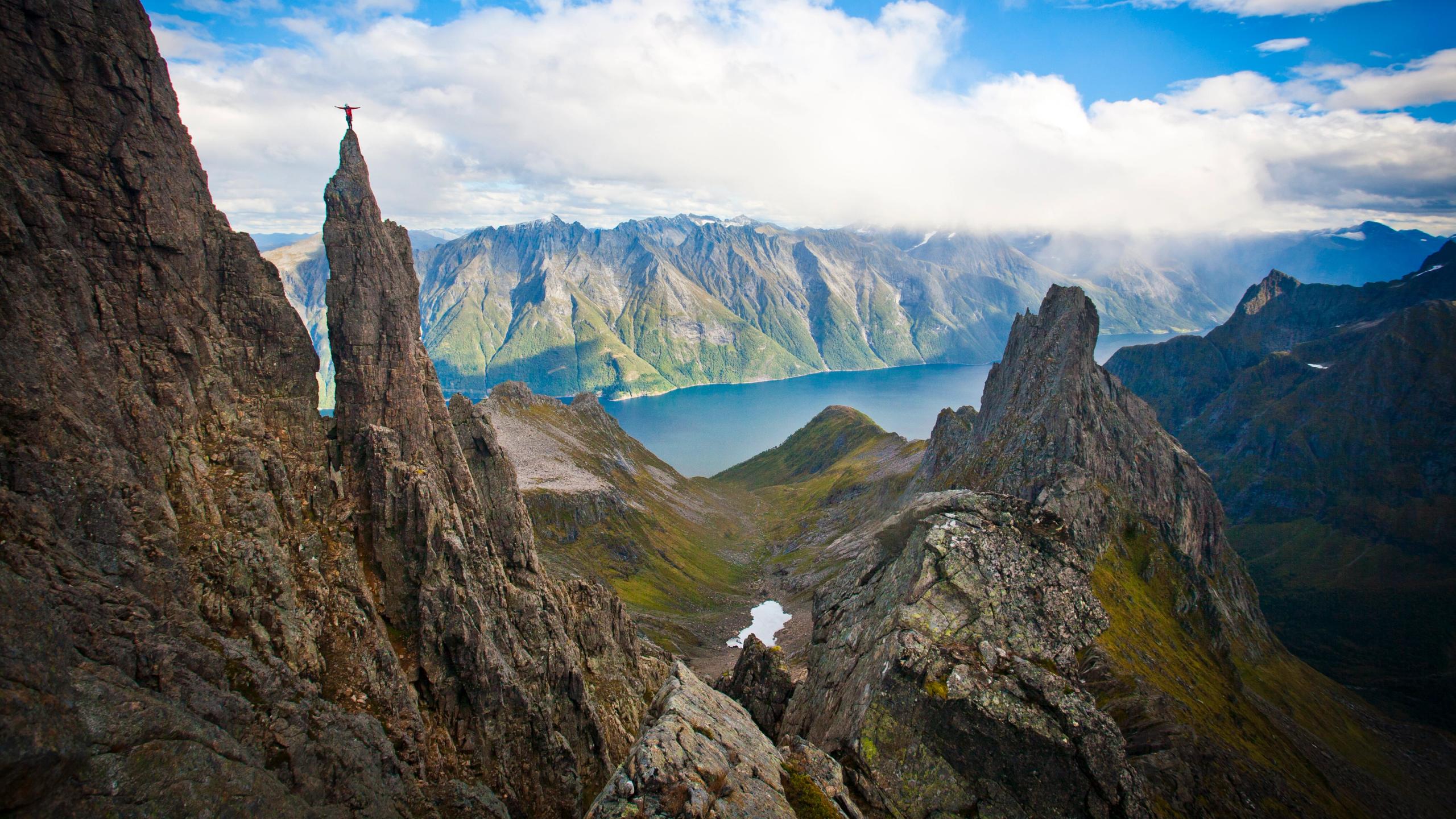 Person climbing Bladet in Molladalen in Ørsta, Sunnmøre
