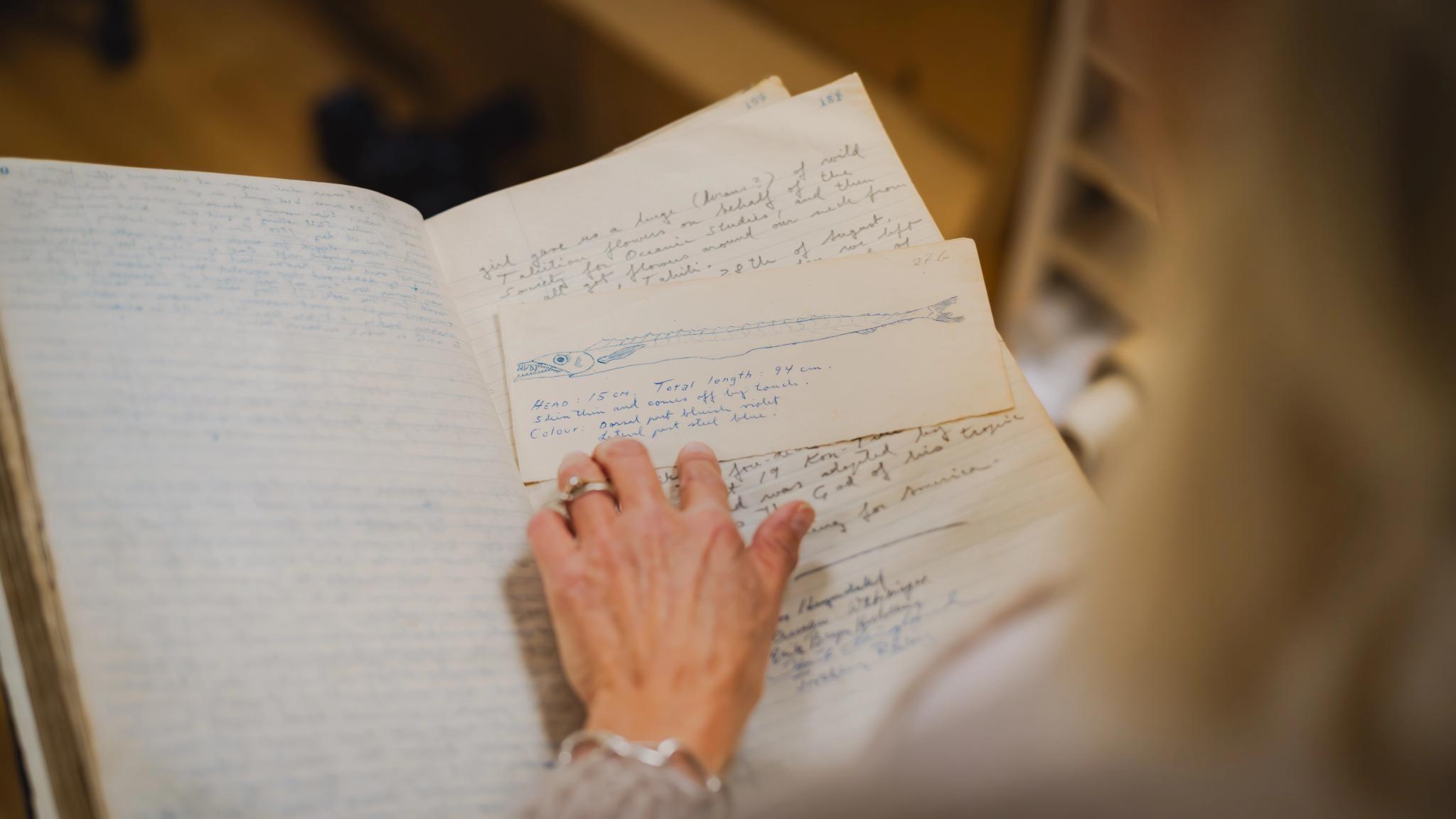 Closeup of Thor Heyerdahl's diary
